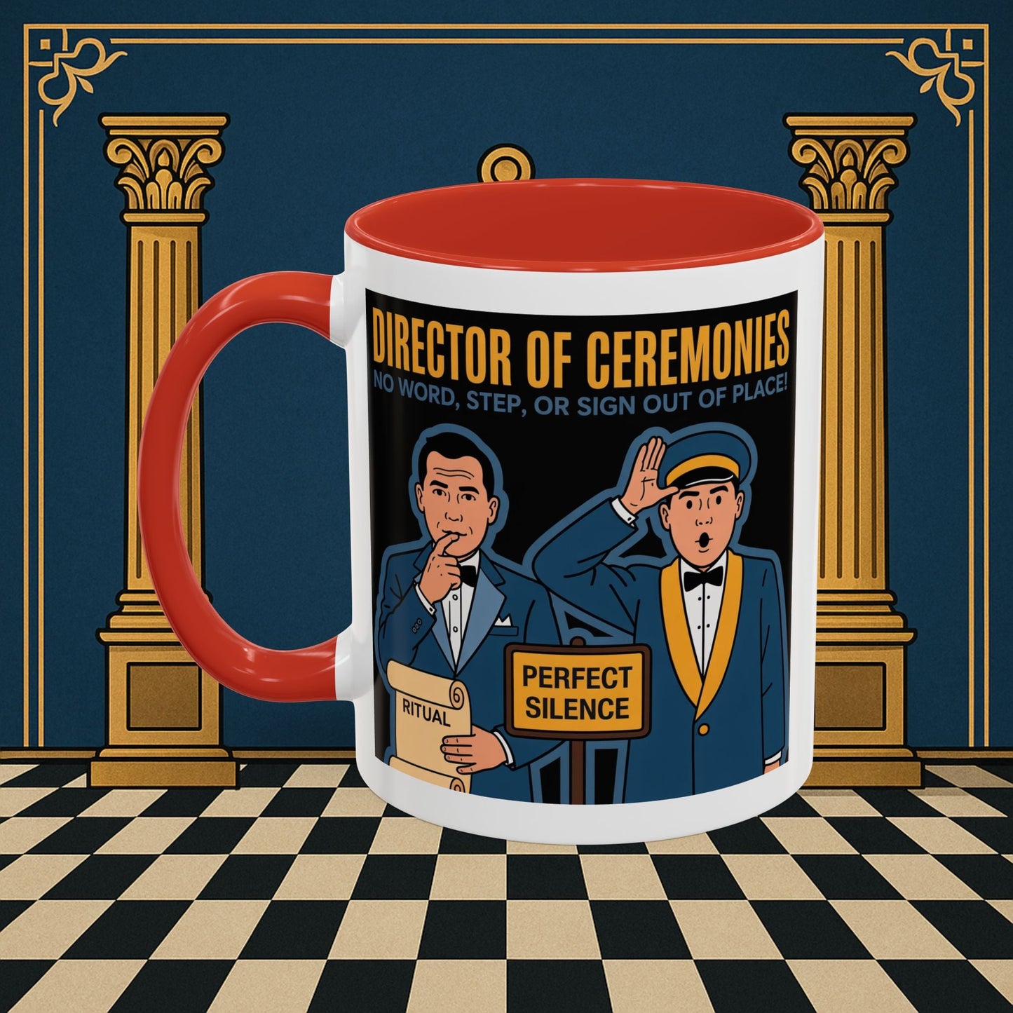 Masonic Mugs Ready to Go - Accent Coloured 11oz Mug - Ceremonial Protocol - Director of Ceremonies Printify
