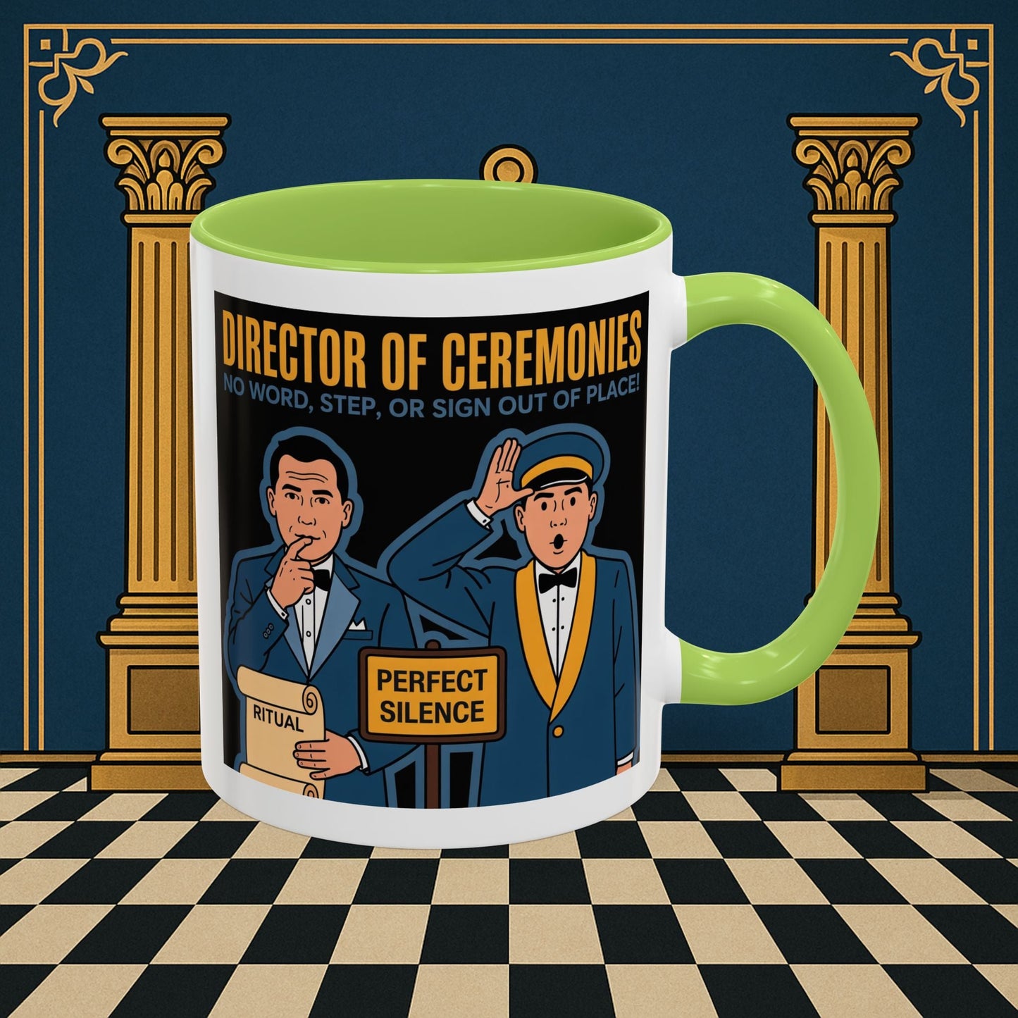 Masonic Mugs Ready to Go - Accent Coloured 11oz Mug - Ceremonial Protocol - Director of Ceremonies Printify