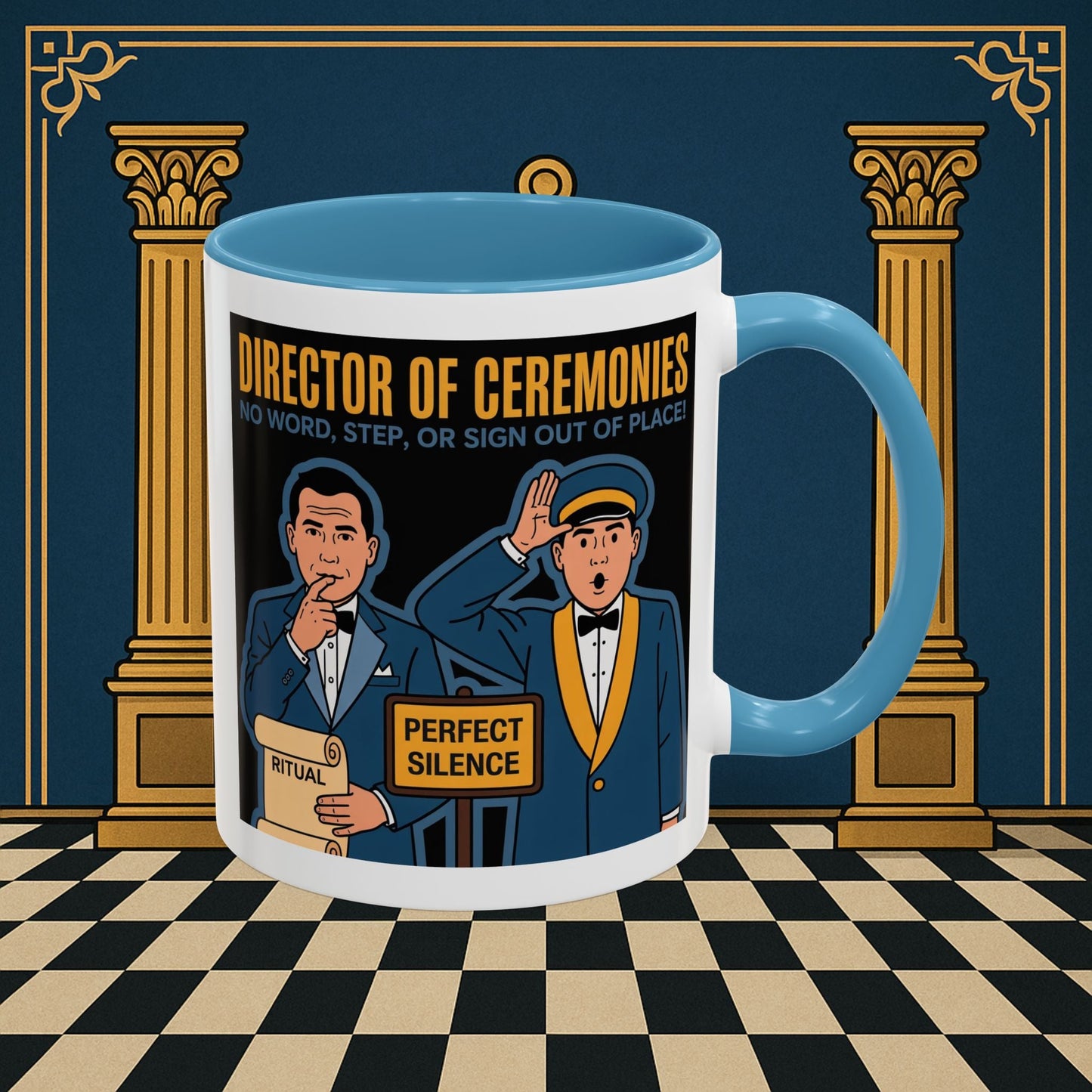Masonic Mugs Ready to Go - Accent Coloured 11oz Mug - Ceremonial Protocol - Director of Ceremonies Printify