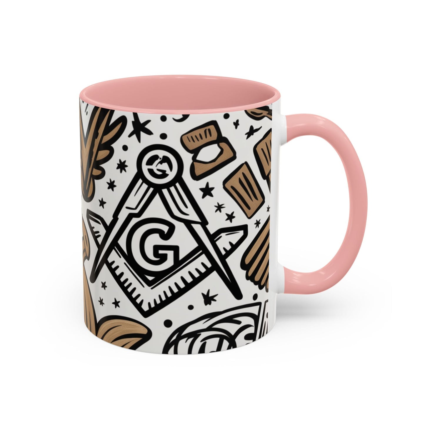 Masonic Premium Ready to Go Accent Coffee Mug | Unique Gift for Freemasons | Perfect for Coffee Lovers, Home Decor, Stylish Drinkware Printify