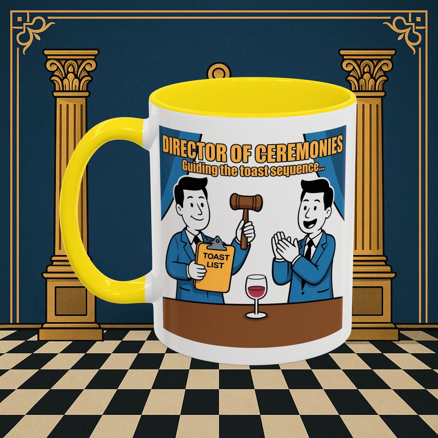 Masonic Mugs Ready to Go - Accent Coloured 11oz Mug - Toasting Protocol - Director of Ceremonies Printify