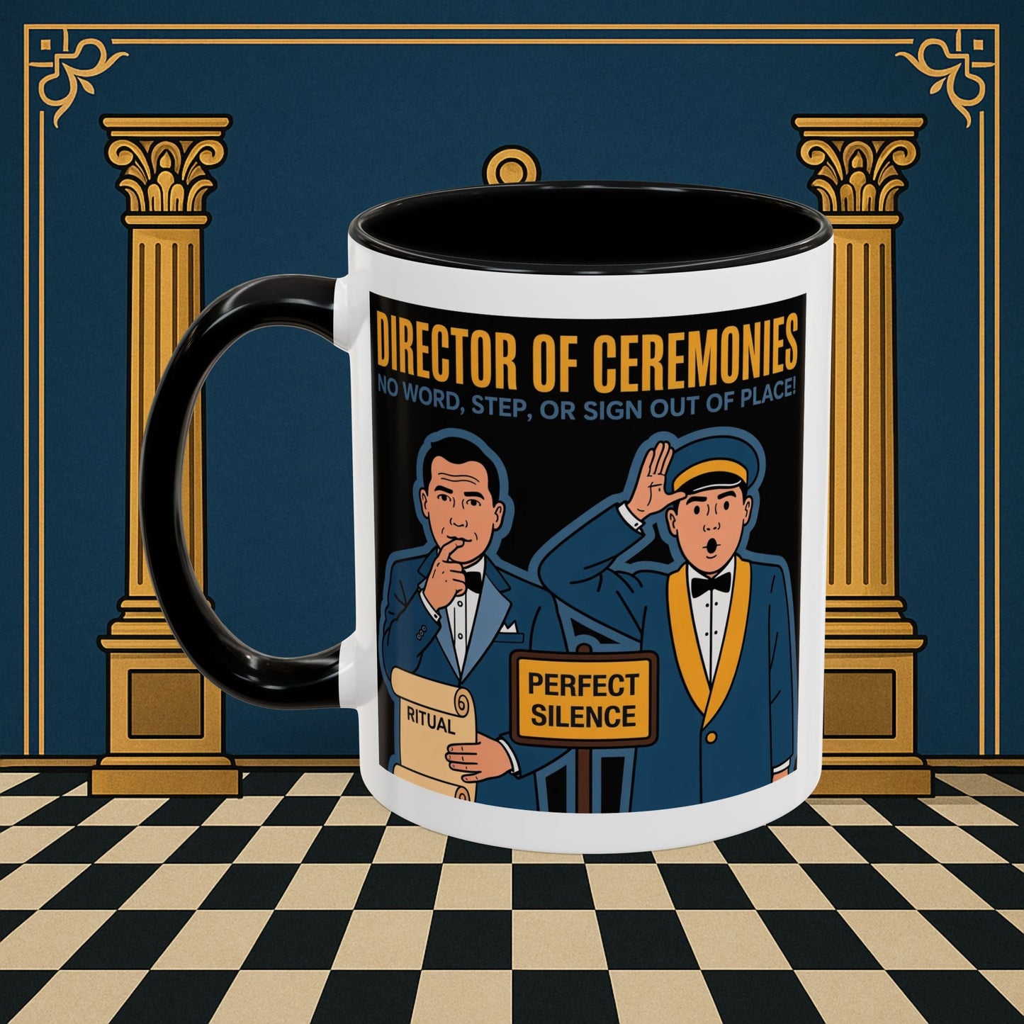 Masonic Mugs Ready to Go - Accent Coloured 11oz Mug - Ceremonial Protocol - Director of Ceremonies Printify