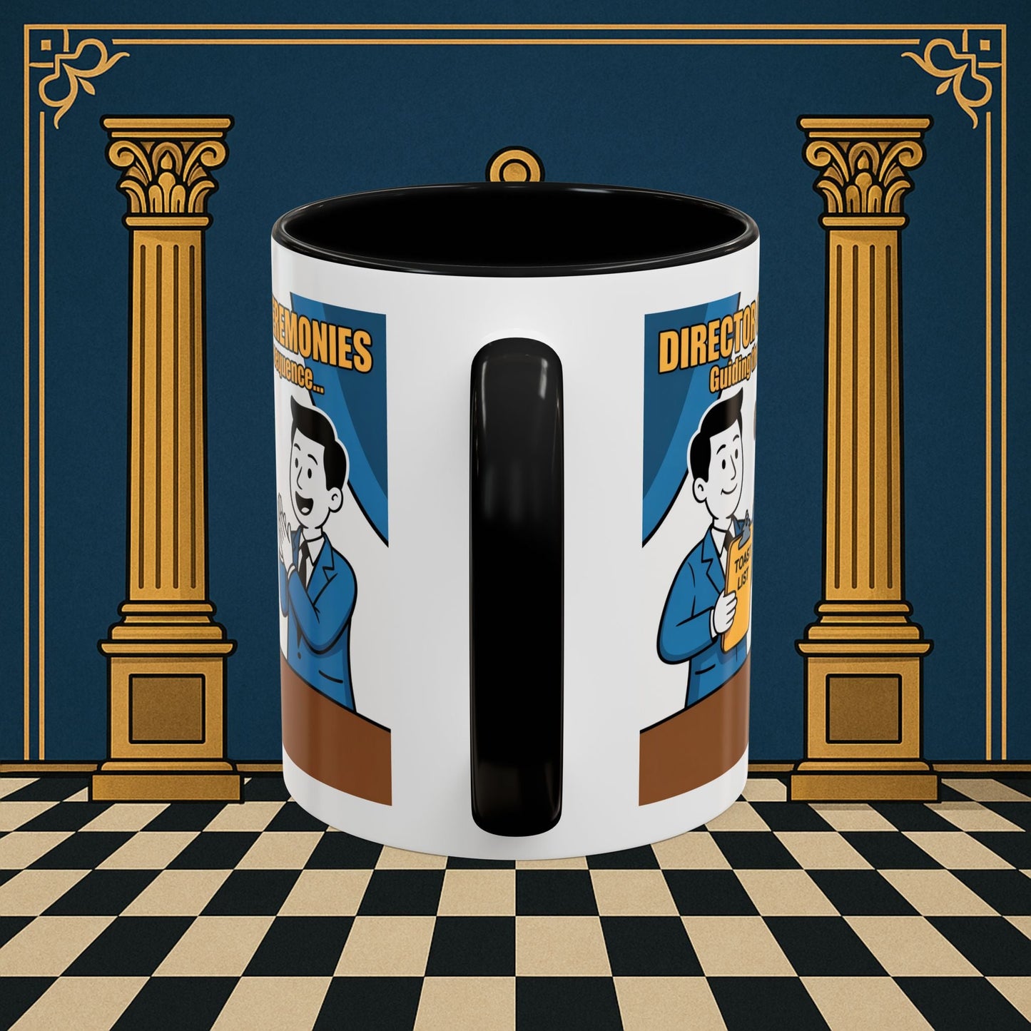 Masonic Mugs Ready to Go - Accent Coloured 11oz Mug - Toasting Protocol - Director of Ceremonies Printify