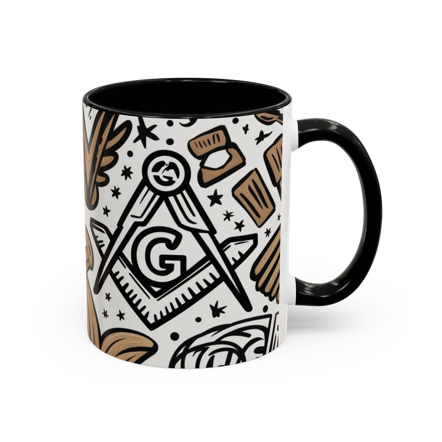 Masonic Premium Ready to Go Accent Coffee Mug | Unique Gift for Freemasons | Perfect for Coffee Lovers, Home Decor, Stylish Drinkware Printify