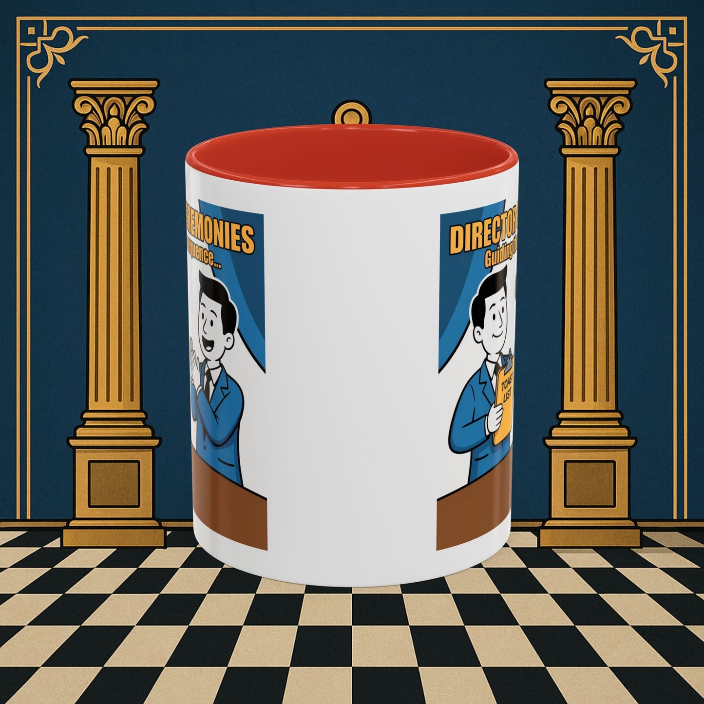 Masonic Mugs Ready to Go - Accent Coloured 11oz Mug - Toasting Protocol - Director of Ceremonies Printify