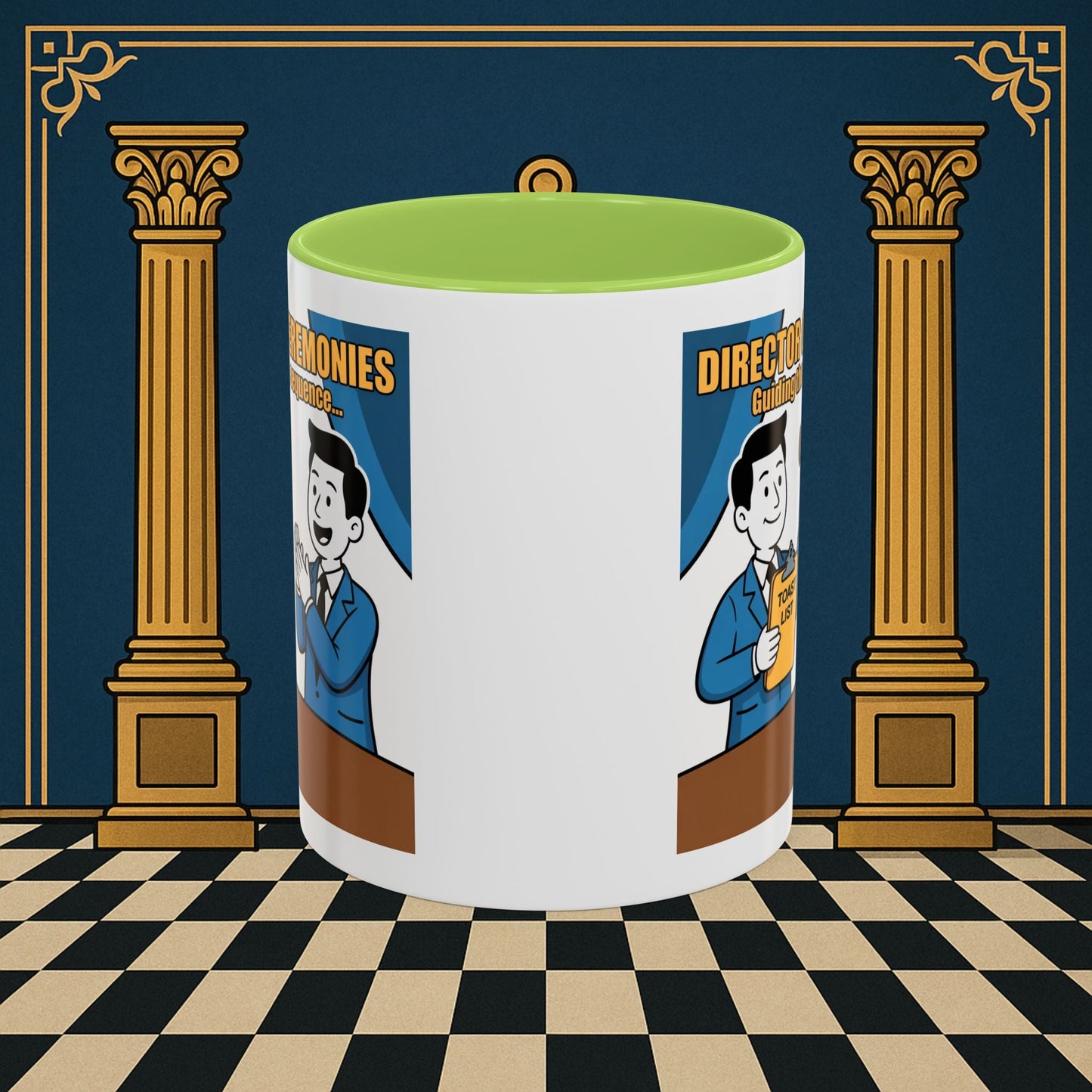 Masonic Mugs Ready to Go - Accent Coloured 11oz Mug - Toasting Protocol - Director of Ceremonies Printify