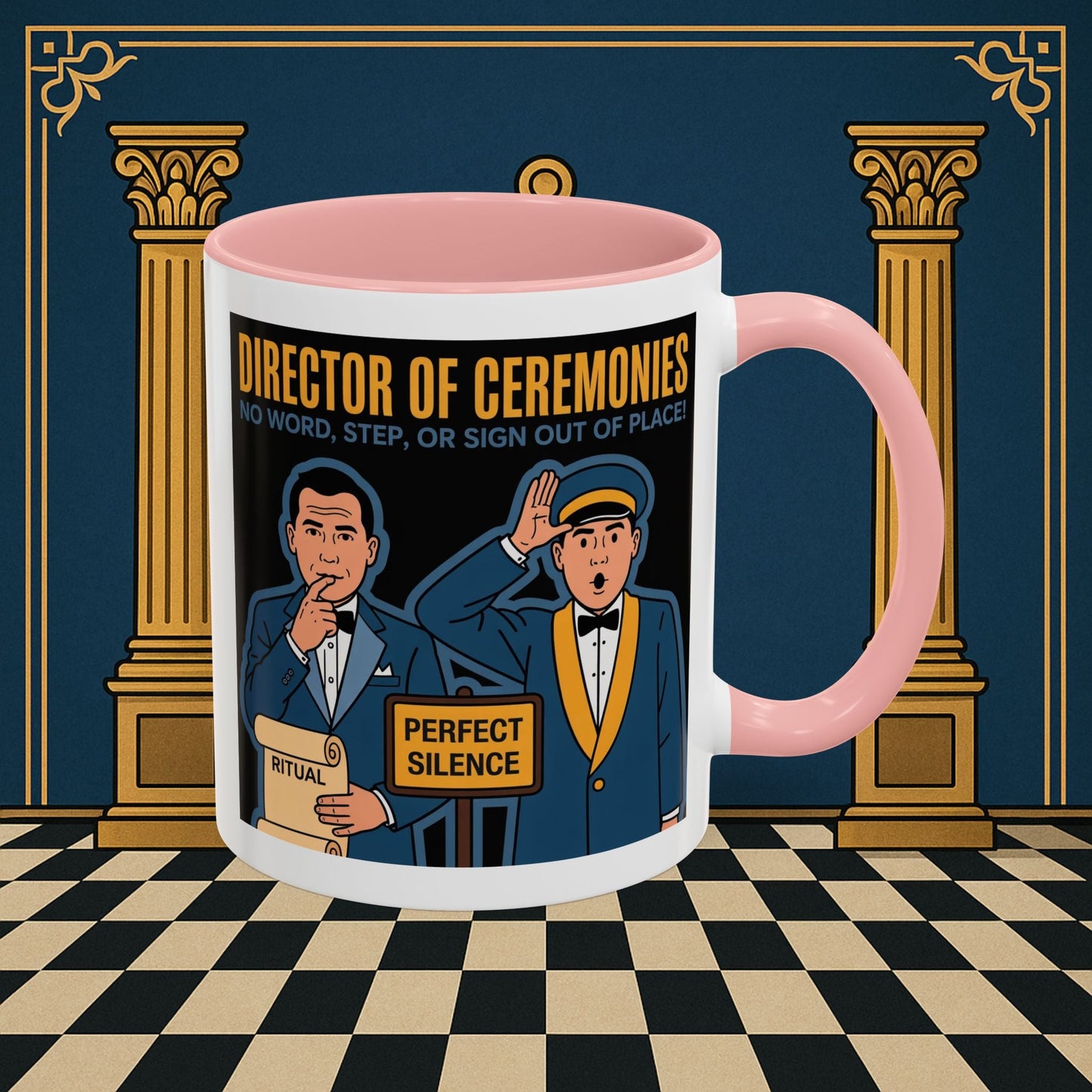 Masonic Mugs Ready to Go - Accent Coloured 11oz Mug - Ceremonial Protocol - Director of Ceremonies Printify