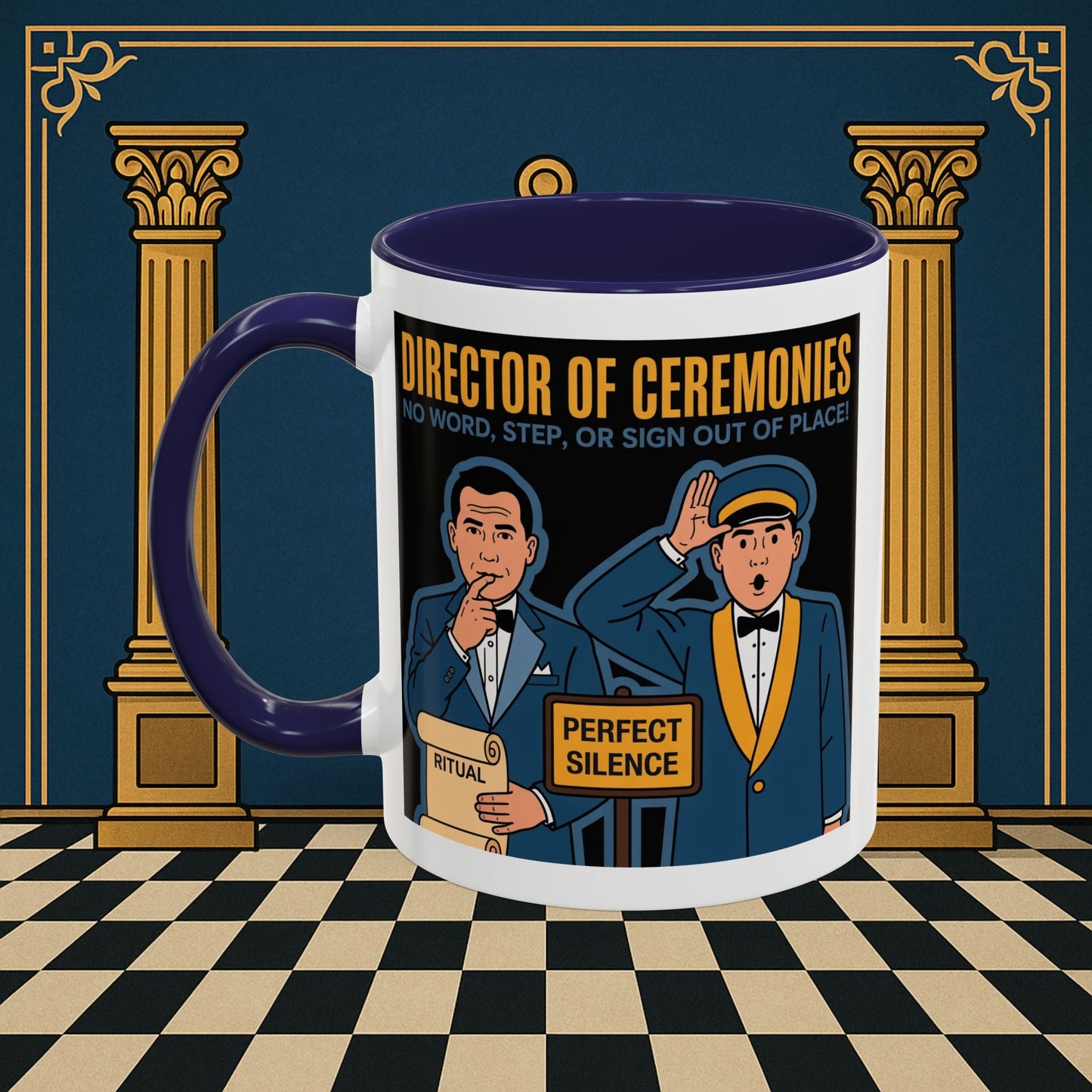 Masonic Mugs Ready to Go - Accent Coloured 11oz Mug - Ceremonial Protocol - Director of Ceremonies Printify