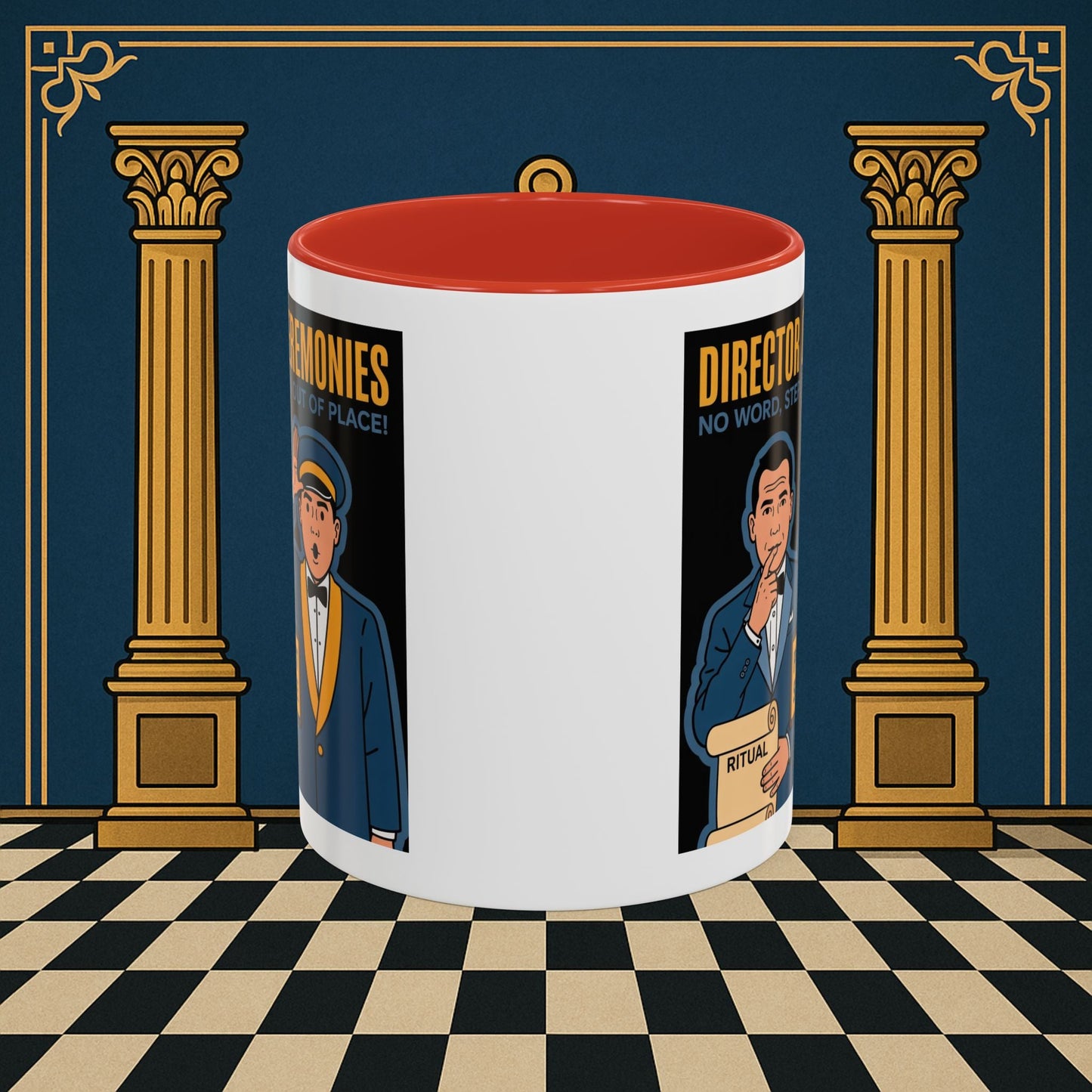 Masonic Mugs Ready to Go - Accent Coloured 11oz Mug - Ceremonial Protocol - Director of Ceremonies Printify