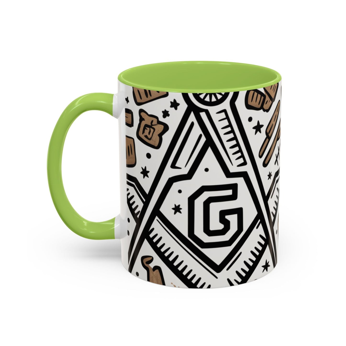 Masonic Premium Ready to Go Accent Coffee Mug | Unique Gift for Freemasons | Perfect for Coffee Lovers, Home Decor, Stylish Drinkware Printify