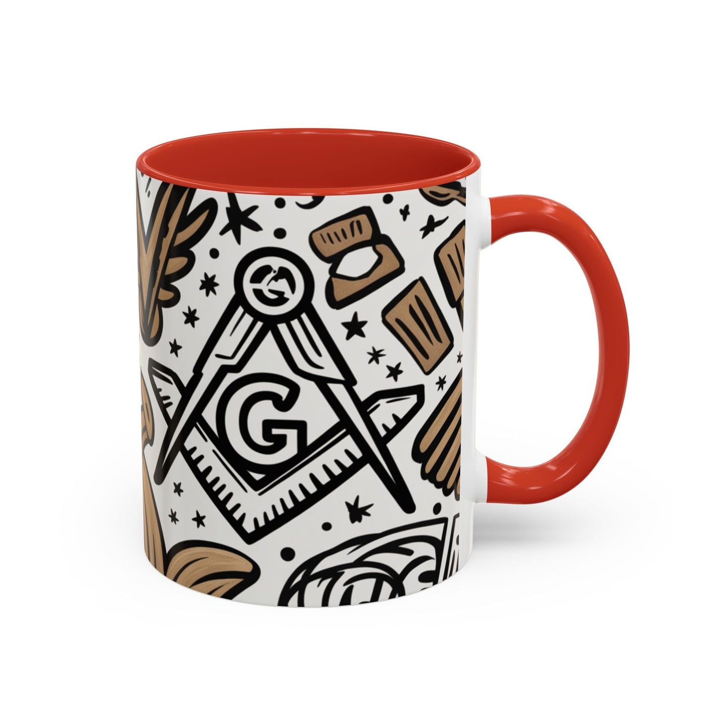 Masonic Premium Ready to Go Accent Coffee Mug | Unique Gift for Freemasons | Perfect for Coffee Lovers, Home Decor, Stylish Drinkware Printify