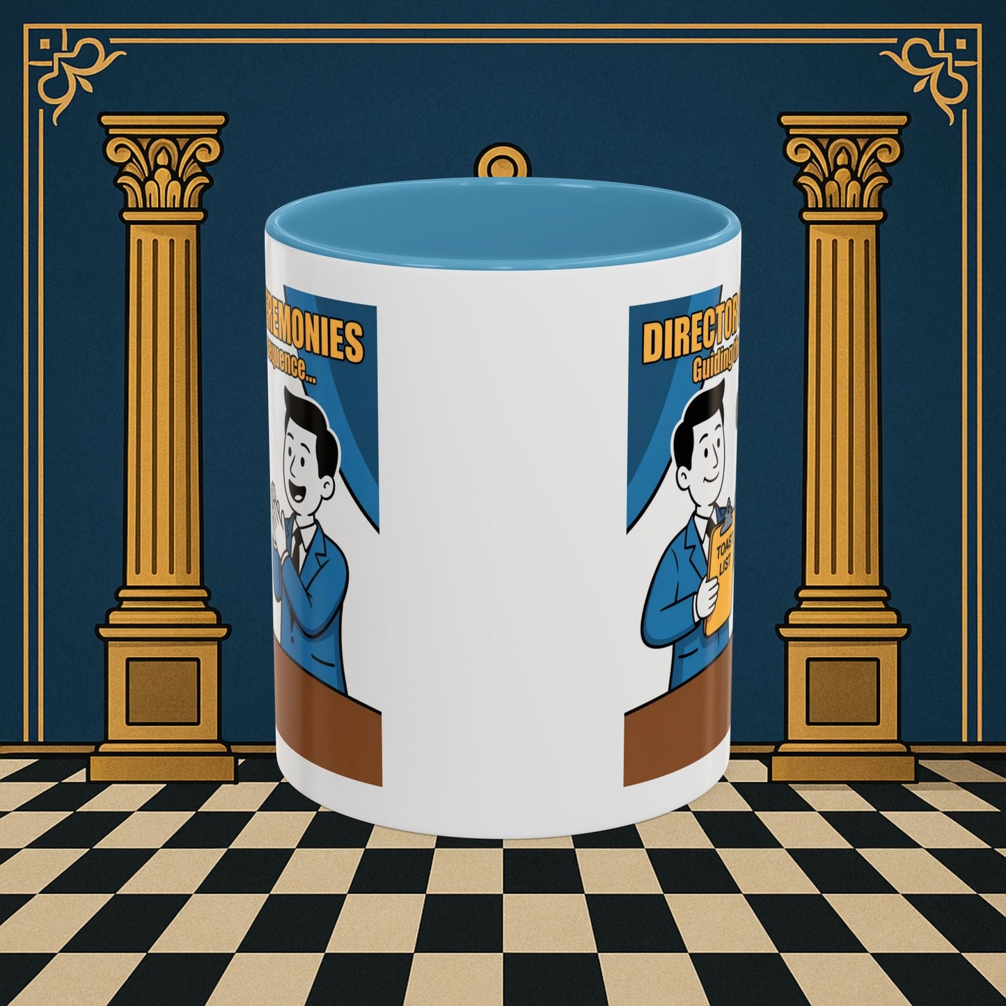 Masonic Mugs Ready to Go - Accent Coloured 11oz Mug - Toasting Protocol - Director of Ceremonies Printify