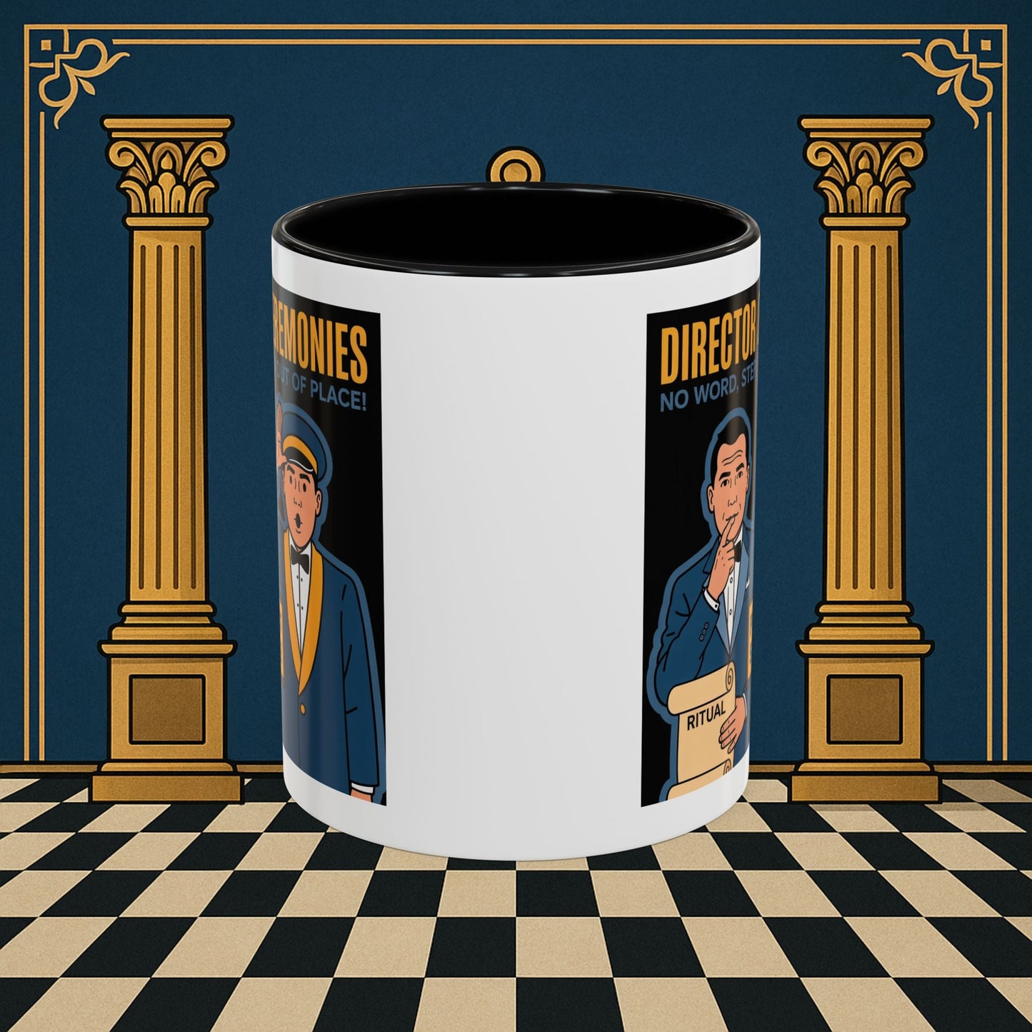 Masonic Mugs Ready to Go - Accent Coloured 11oz Mug - Ceremonial Protocol - Director of Ceremonies Printify