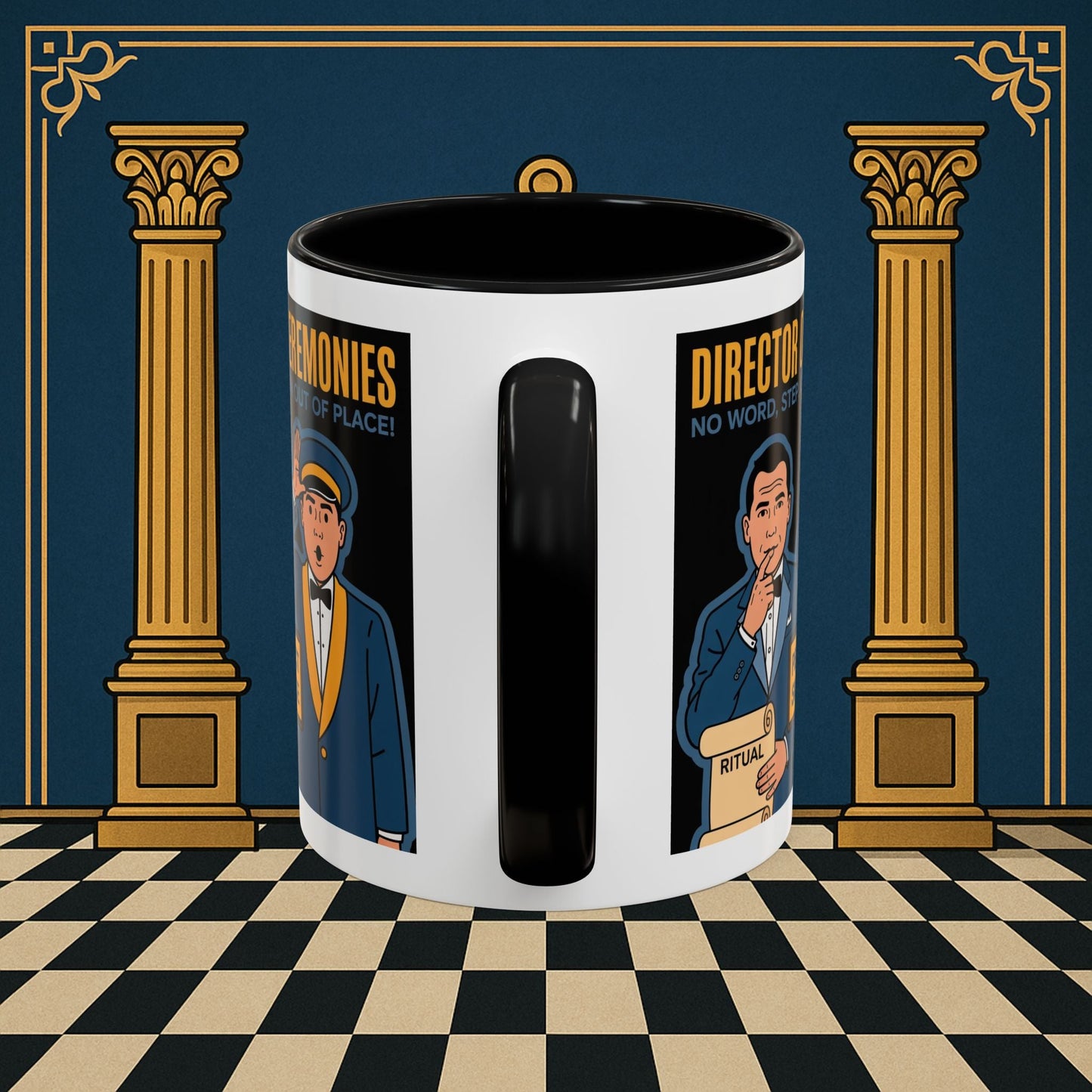 Masonic Mugs Ready to Go - Accent Coloured 11oz Mug - Ceremonial Protocol - Director of Ceremonies Printify