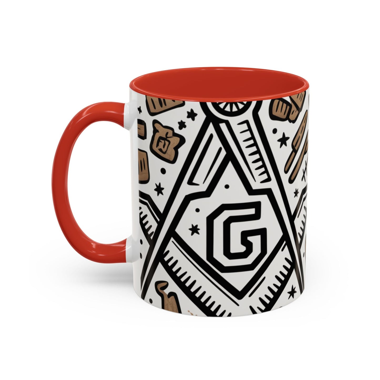 Masonic Premium Ready to Go Accent Coffee Mug | Unique Gift for Freemasons | Perfect for Coffee Lovers, Home Decor, Stylish Drinkware Printify