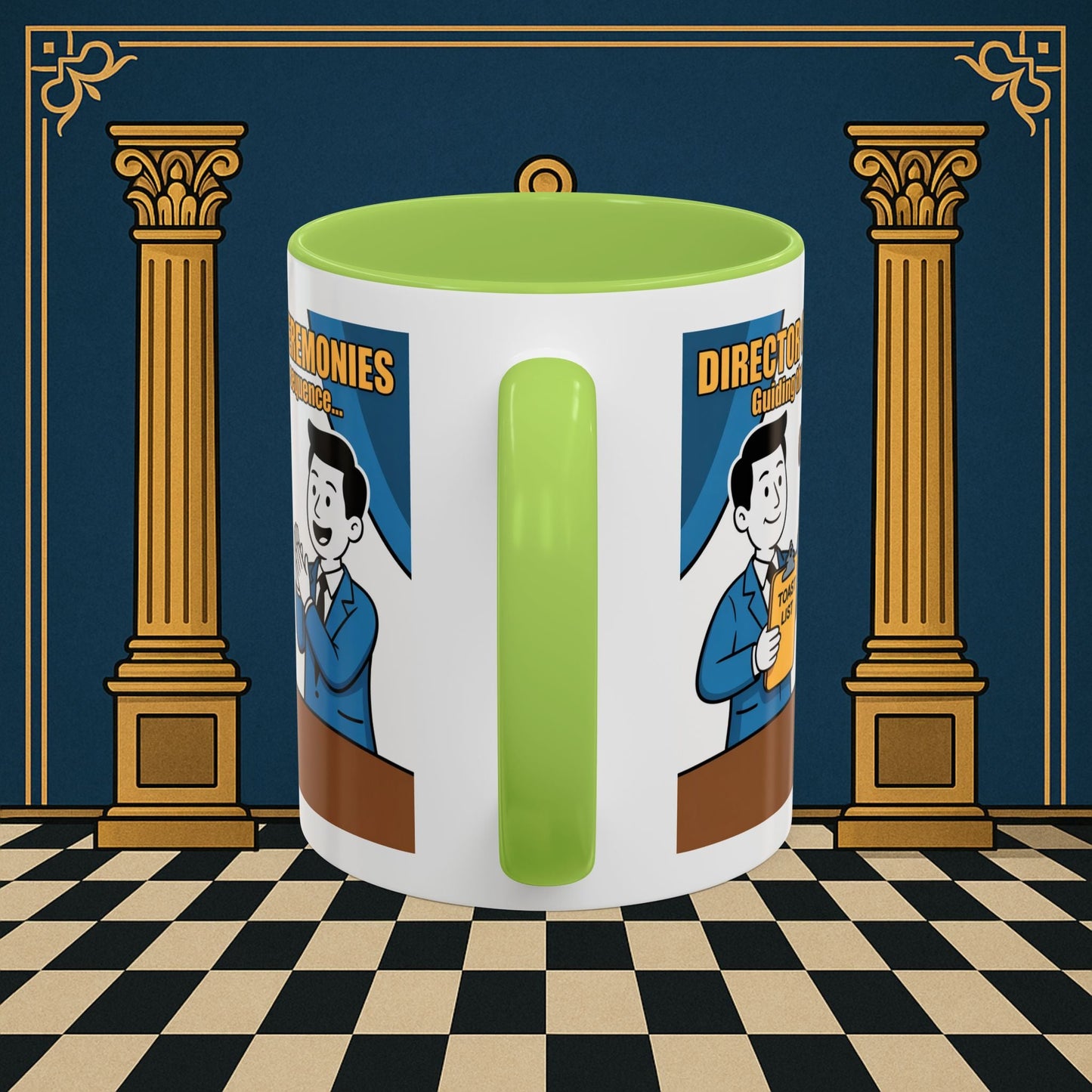 Masonic Mugs Ready to Go - Accent Coloured 11oz Mug - Toasting Protocol - Director of Ceremonies Printify