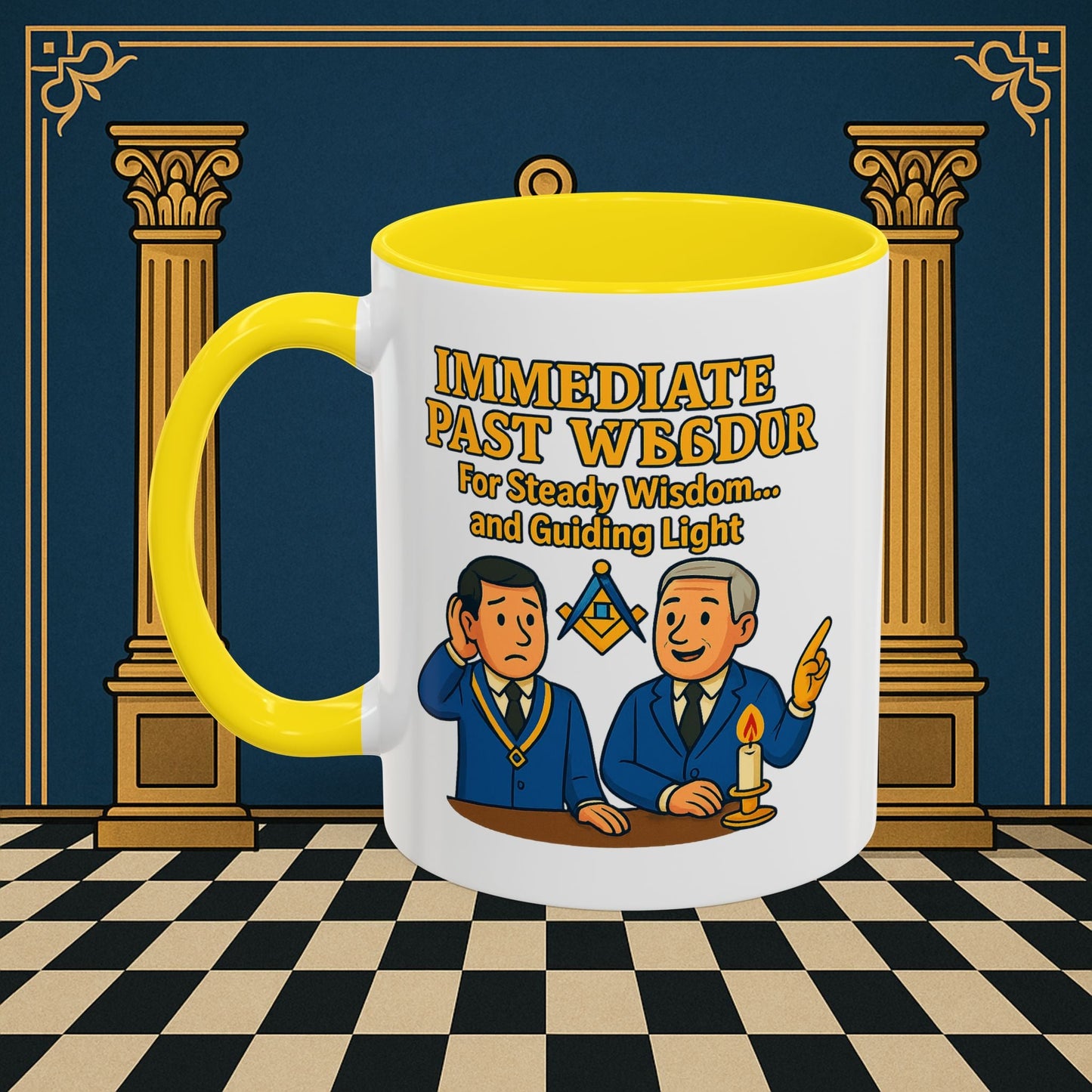 Masonic Mugs - Accent Coloured 11oz Mug - Masonic Wisdom Unveiled - Immediate Past Master Printify