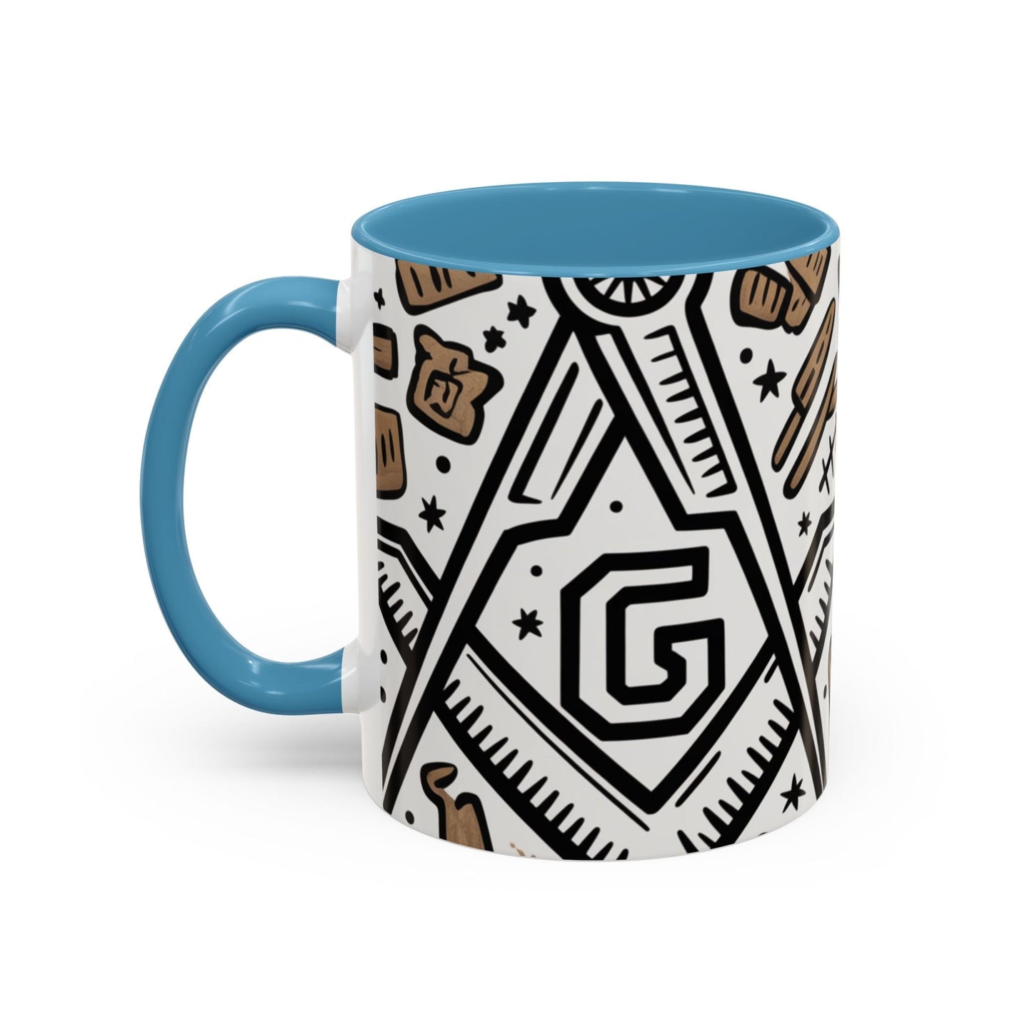 Masonic Premium Ready to Go Accent Coffee Mug | Unique Gift for Freemasons | Perfect for Coffee Lovers, Home Decor, Stylish Drinkware Printify