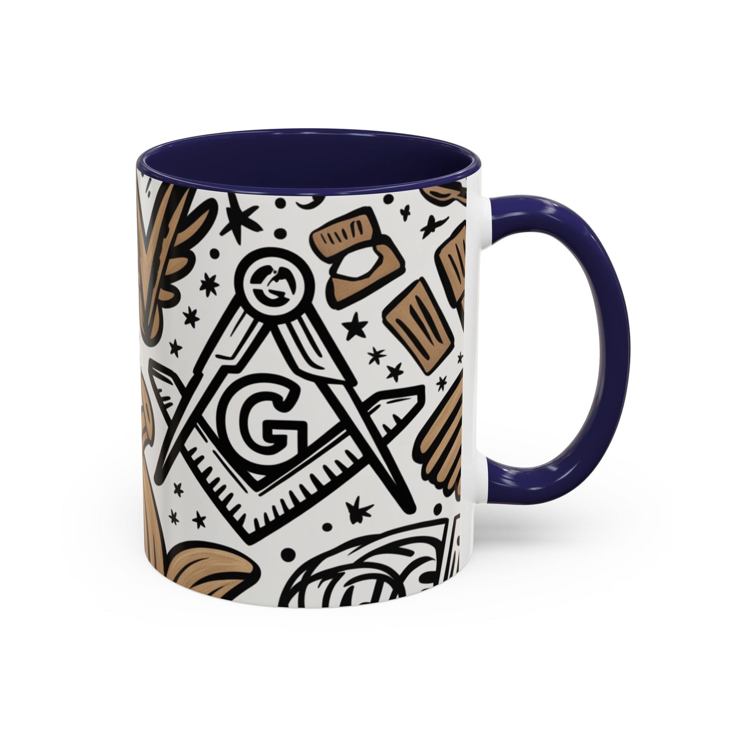 Masonic Premium Ready to Go Accent Coffee Mug | Unique Gift for Freemasons | Perfect for Coffee Lovers, Home Decor, Stylish Drinkware Printify
