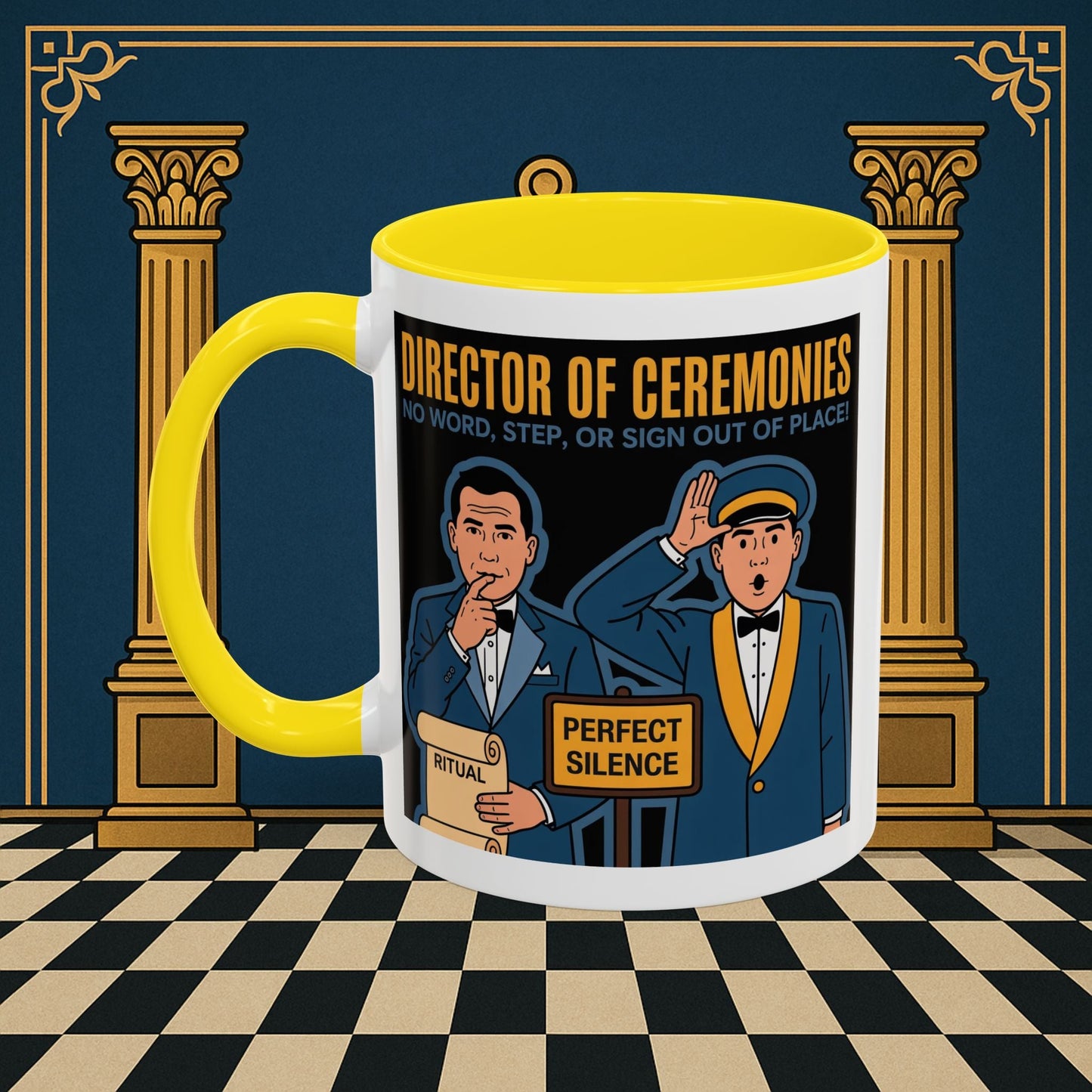 Masonic Mugs Ready to Go - Accent Coloured 11oz Mug - Ceremonial Protocol - Director of Ceremonies Printify