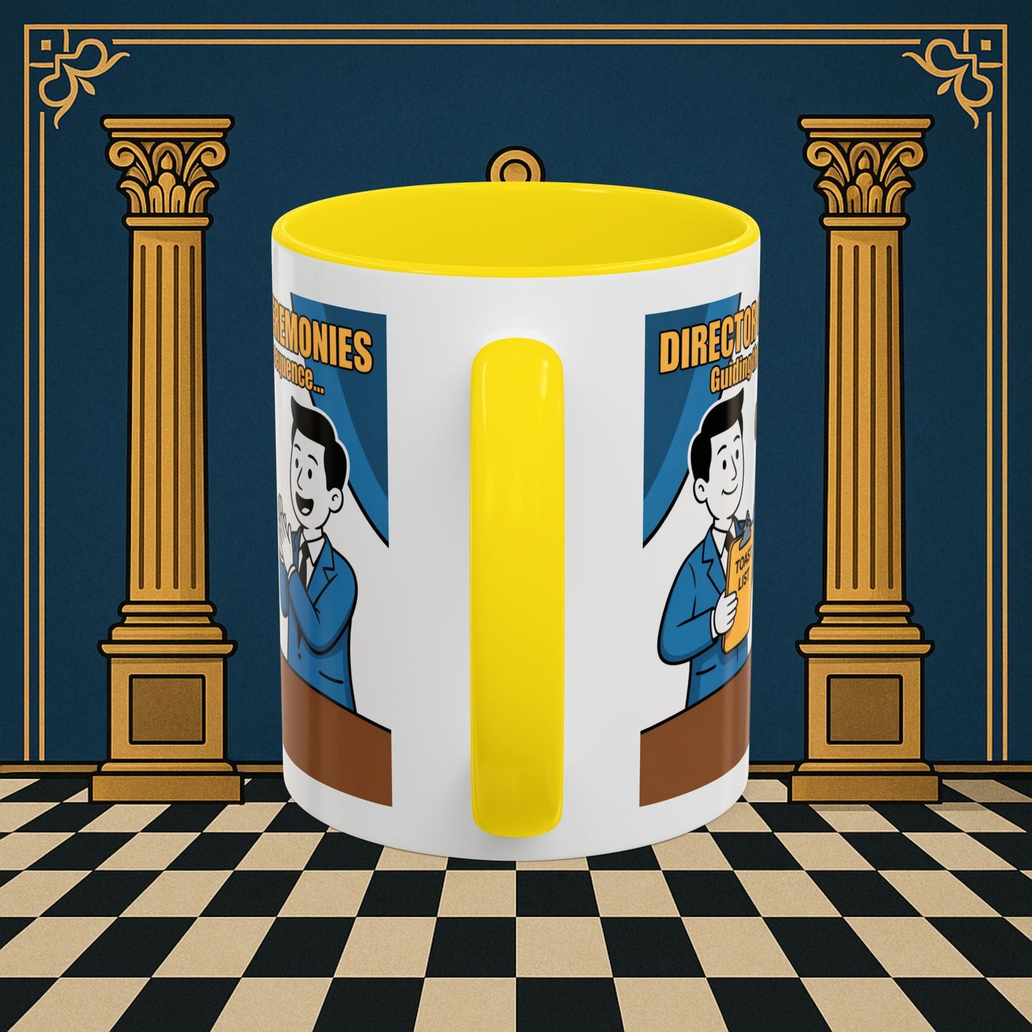 Masonic Mugs Ready to Go - Accent Coloured 11oz Mug - Toasting Protocol - Director of Ceremonies Printify