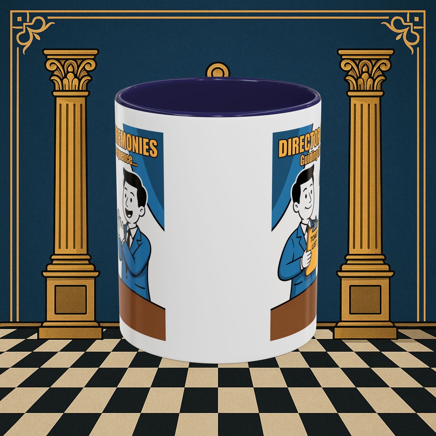 Masonic Mugs Ready to Go - Accent Coloured 11oz Mug - Toasting Protocol - Director of Ceremonies Printify