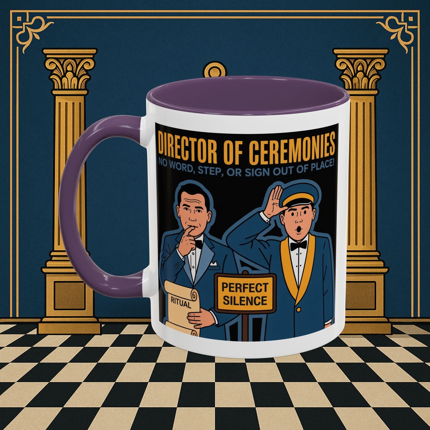 Masonic Mugs Ready to Go - Accent Coloured 11oz Mug - Ceremonial Protocol - Director of Ceremonies Printify