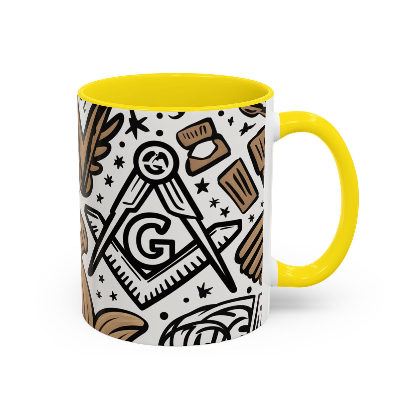 Masonic Premium Ready to Go Accent Coffee Mug | Unique Gift for Freemasons | Perfect for Coffee Lovers, Home Decor, Stylish Drinkware Printify