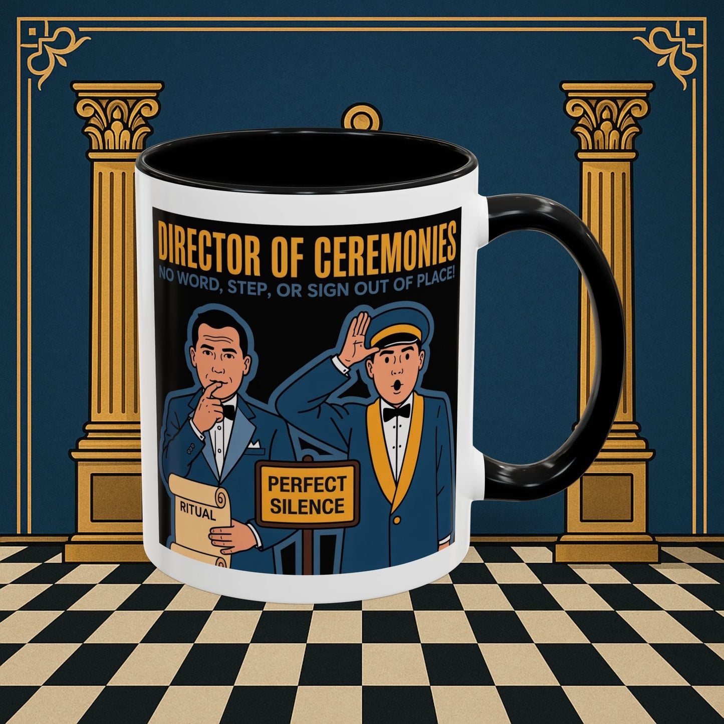 Masonic Mugs Ready to Go - Accent Coloured 11oz Mug - Ceremonial Protocol - Director of Ceremonies Printify