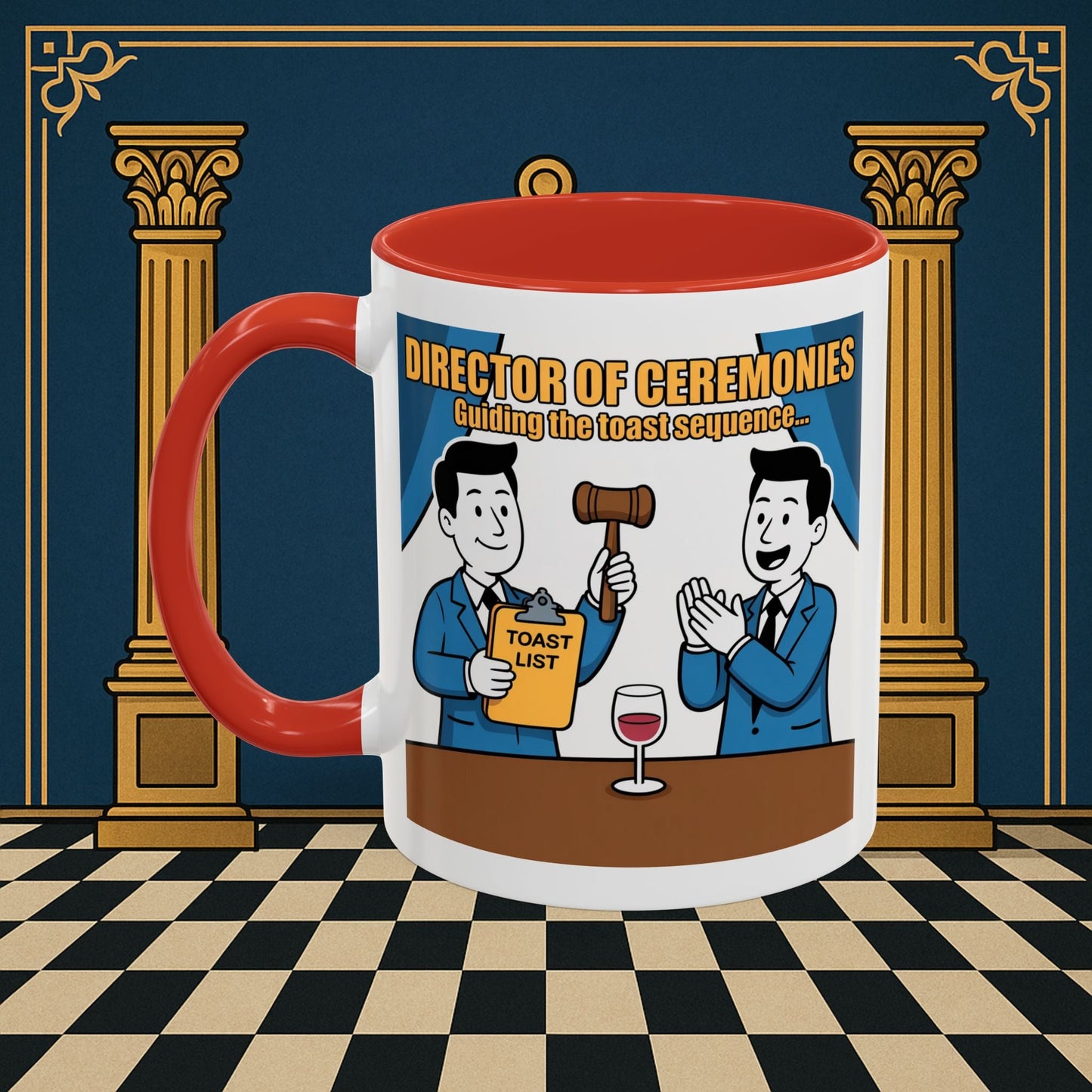 Masonic Mugs Ready to Go - Accent Coloured 11oz Mug - Toasting Protocol - Director of Ceremonies Printify