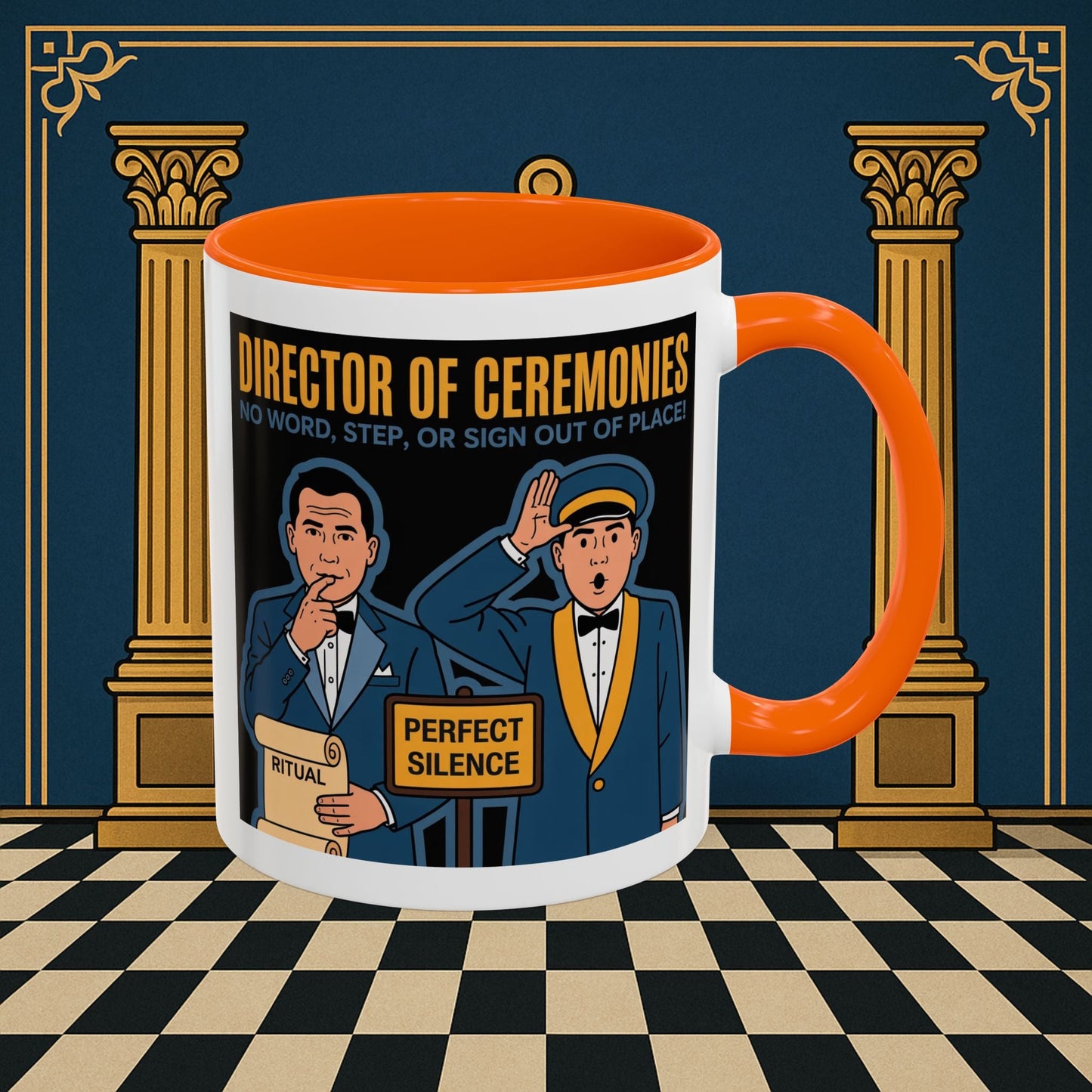 Masonic Mugs Ready to Go - Accent Coloured 11oz Mug - Ceremonial Protocol - Director of Ceremonies Printify