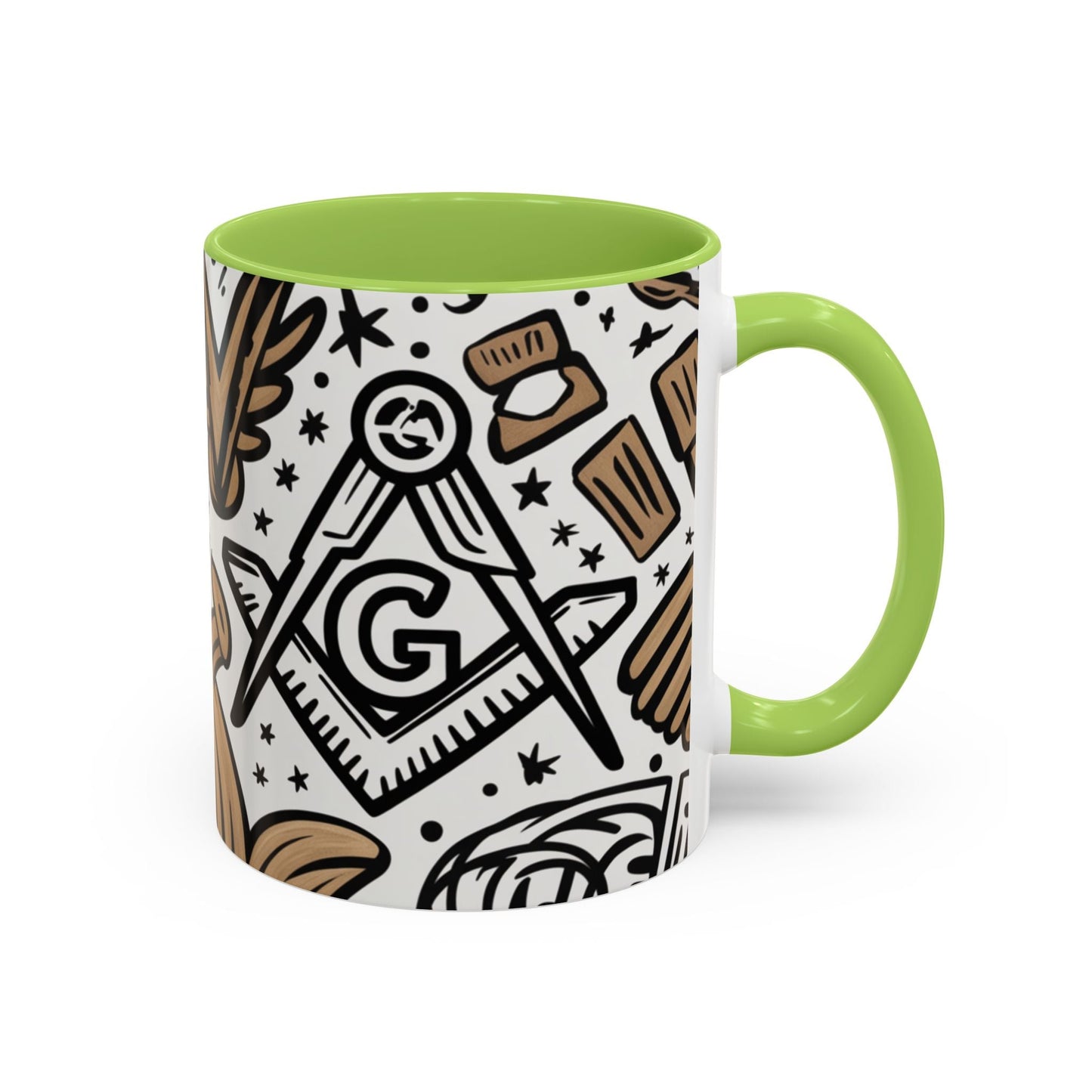 Masonic Premium Ready to Go Accent Coffee Mug | Unique Gift for Freemasons | Perfect for Coffee Lovers, Home Decor, Stylish Drinkware Printify