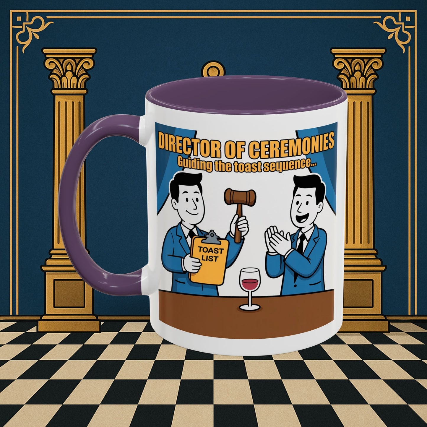 Masonic Mugs Ready to Go - Accent Coloured 11oz Mug - Toasting Protocol - Director of Ceremonies Printify