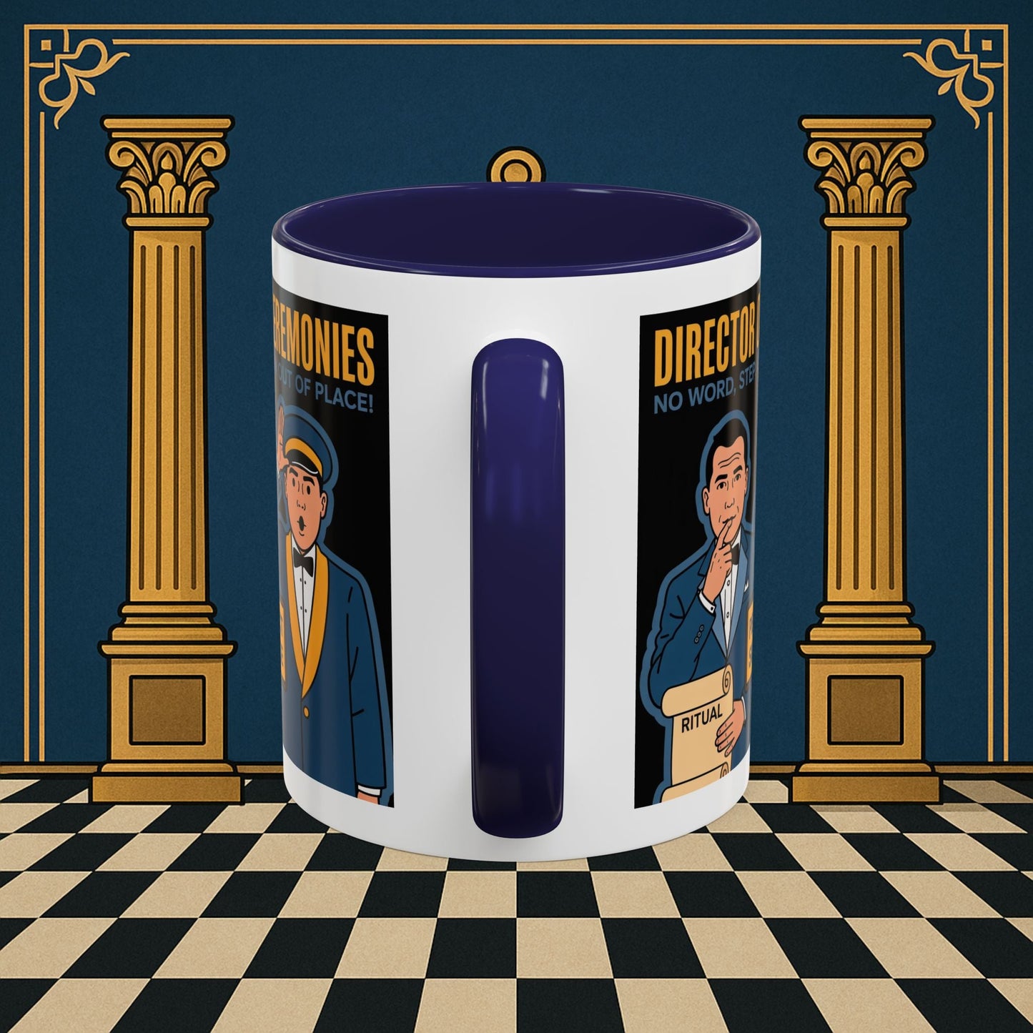 Masonic Mugs Ready to Go - Accent Coloured 11oz Mug - Ceremonial Protocol - Director of Ceremonies Printify