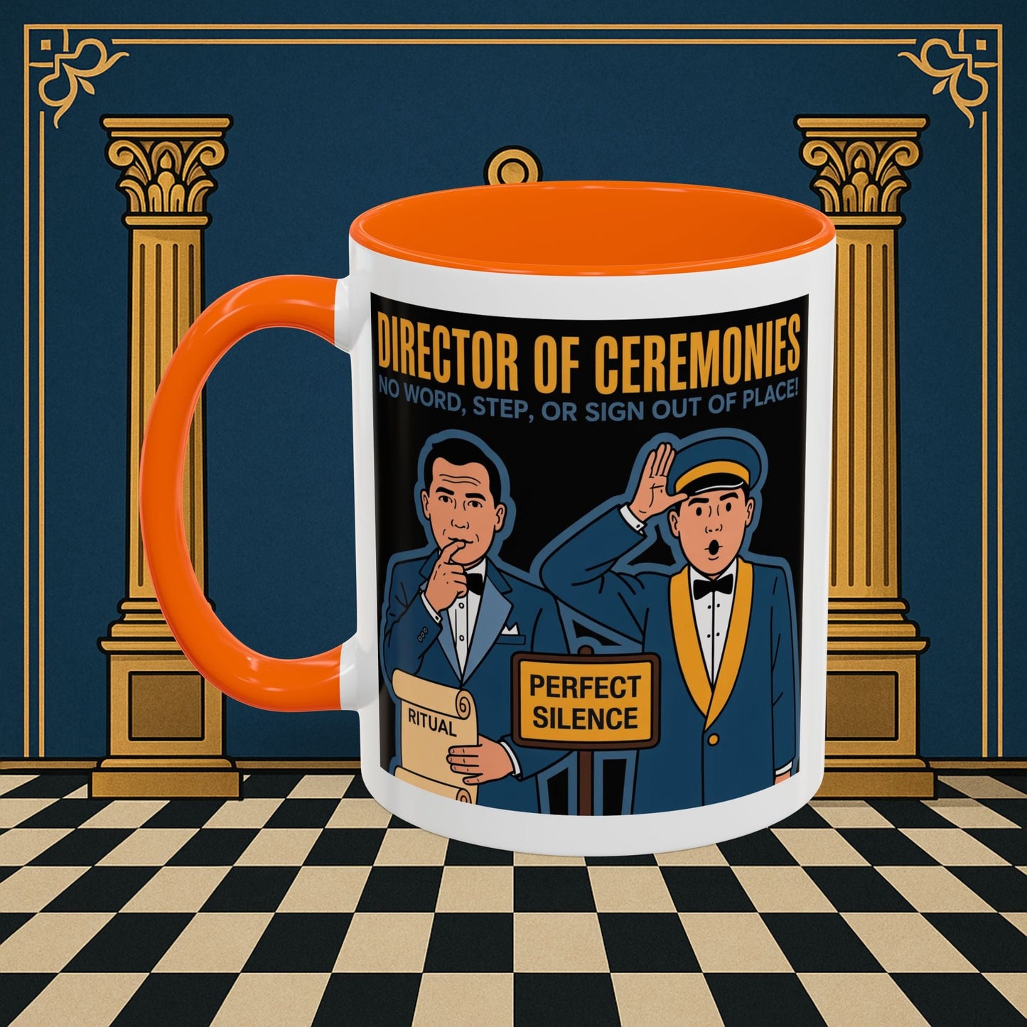 Masonic Mugs Ready to Go - Accent Coloured 11oz Mug - Ceremonial Protocol - Director of Ceremonies Printify