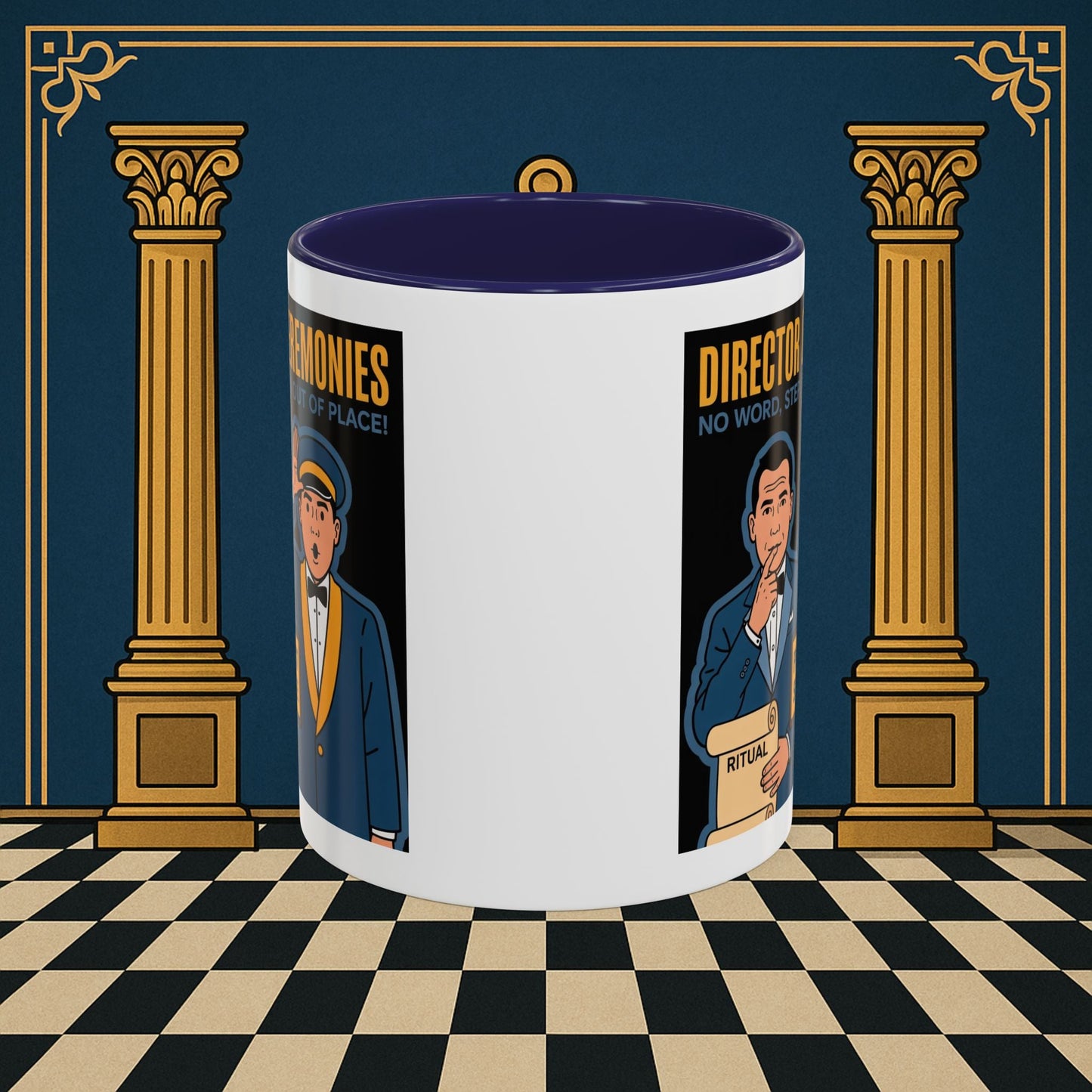 Masonic Mugs Ready to Go - Accent Coloured 11oz Mug - Ceremonial Protocol - Director of Ceremonies Printify