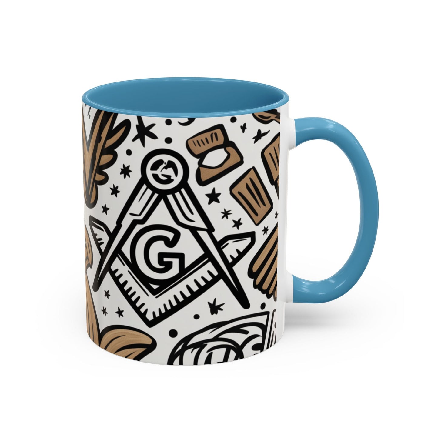 Masonic Premium Ready to Go Accent Coffee Mug | Unique Gift for Freemasons | Perfect for Coffee Lovers, Home Decor, Stylish Drinkware Printify