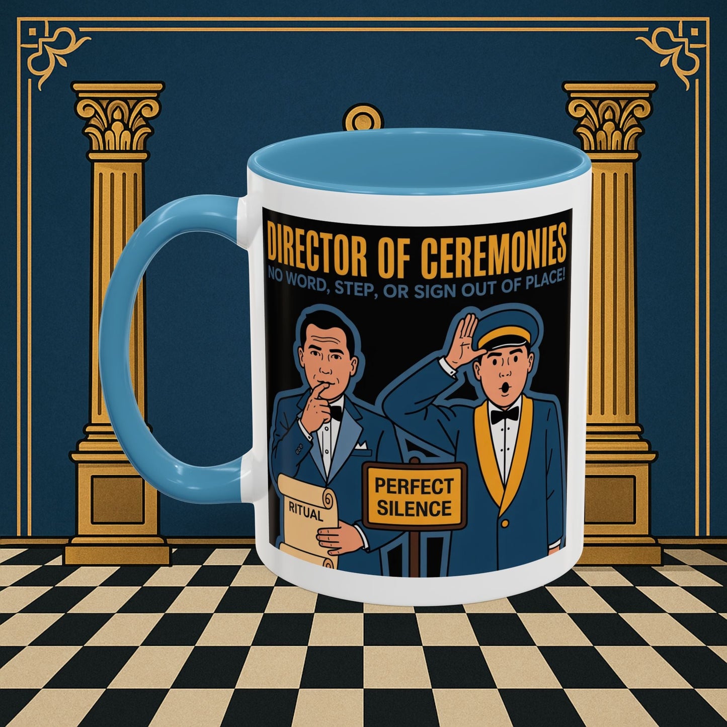 Masonic Mugs Ready to Go - Accent Coloured 11oz Mug - Ceremonial Protocol - Director of Ceremonies Printify