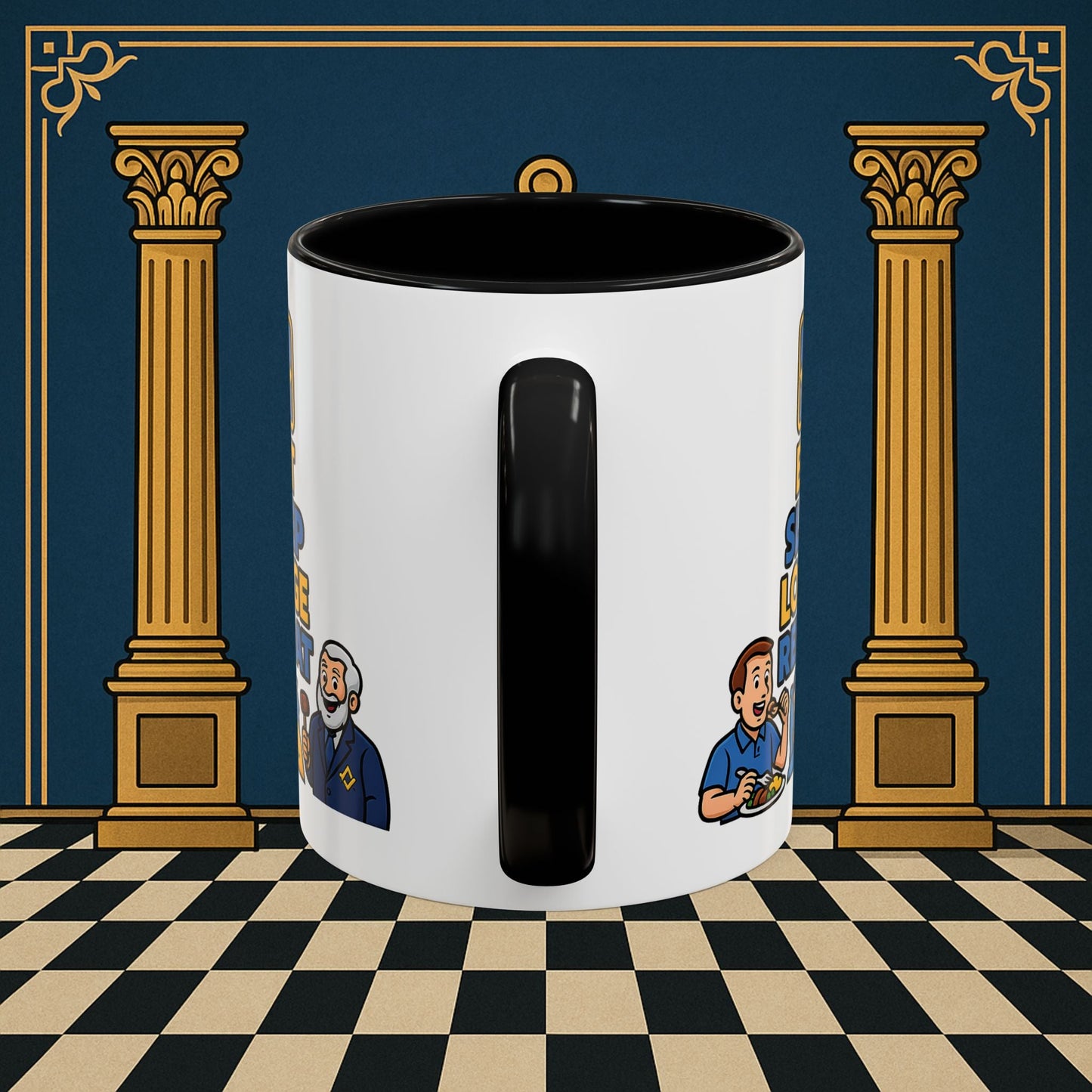 Masonic Mugs Ready to Go – Eat Sleep Lodge Repeat (Accent Coloured 11oz Mug) Printify