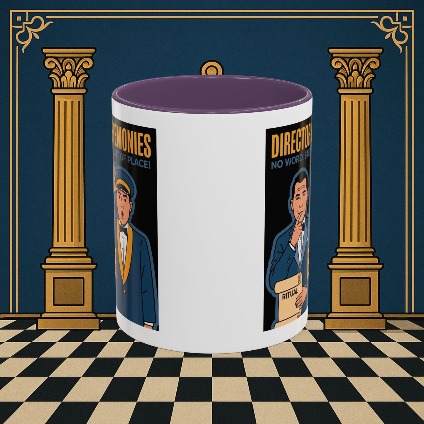 Masonic Mugs Ready to Go - Accent Coloured 11oz Mug - Ceremonial Protocol - Director of Ceremonies Printify