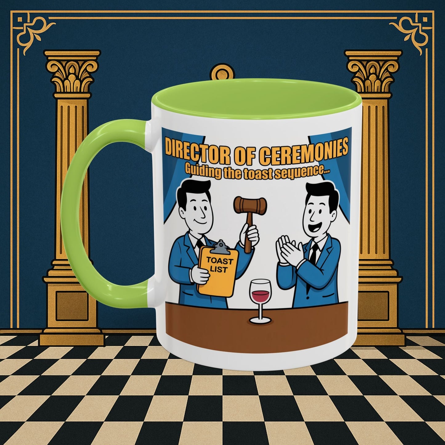 Masonic Mugs Ready to Go - Accent Coloured 11oz Mug - Toasting Protocol - Director of Ceremonies Printify
