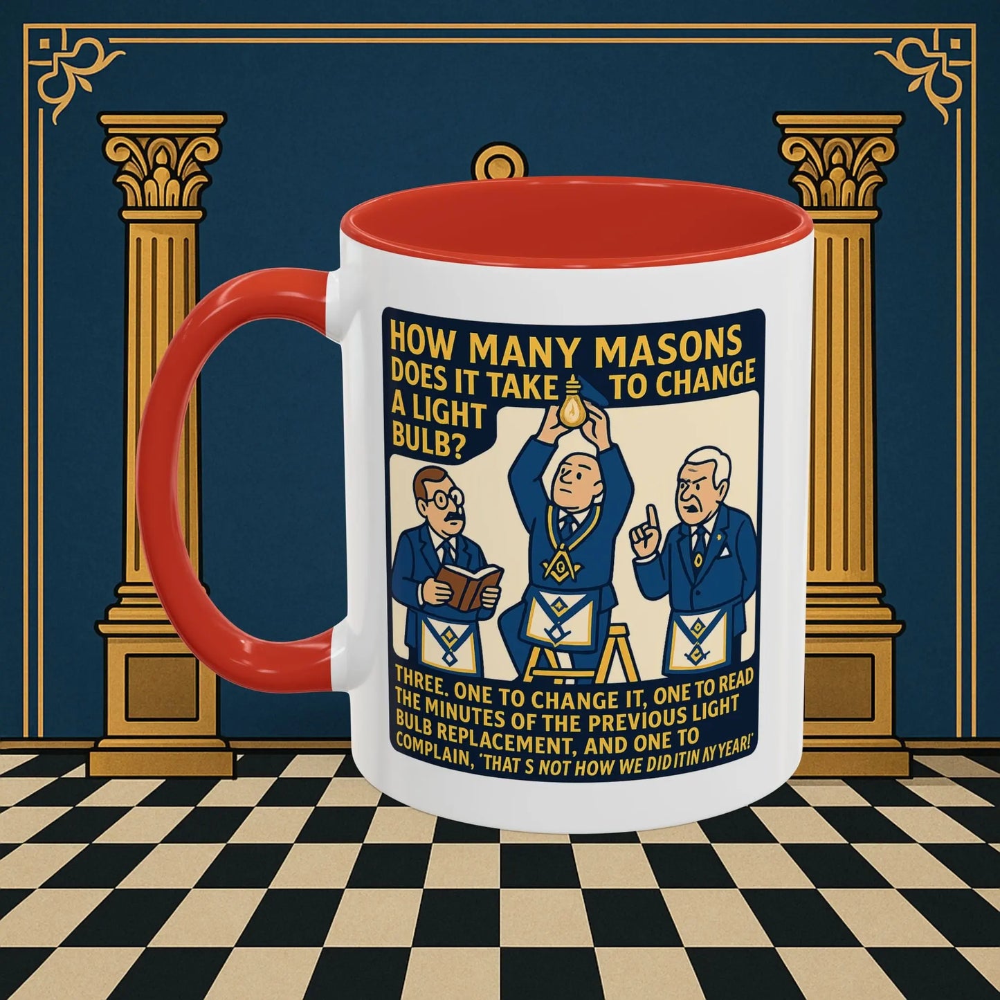 Masonic Mugs Ready to Go – How Many Masons? (Accent Coloured 11oz Mug) Printify