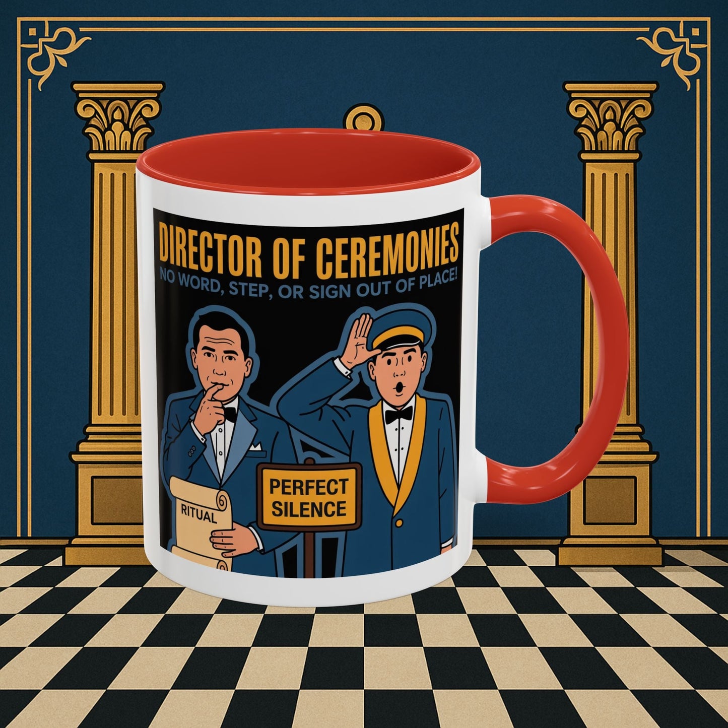 Masonic Mugs Ready to Go - Accent Coloured 11oz Mug - Ceremonial Protocol - Director of Ceremonies Printify