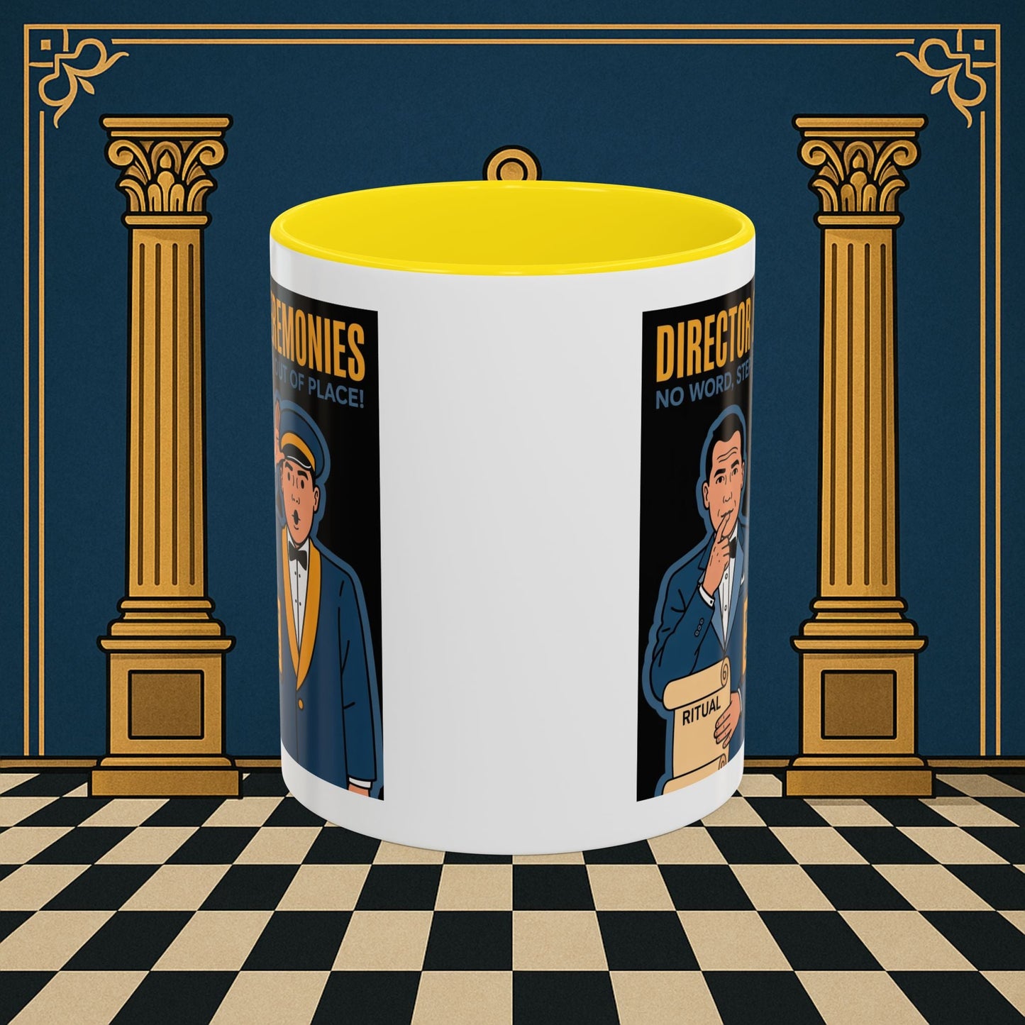 Masonic Mugs Ready to Go - Accent Coloured 11oz Mug - Ceremonial Protocol - Director of Ceremonies Printify