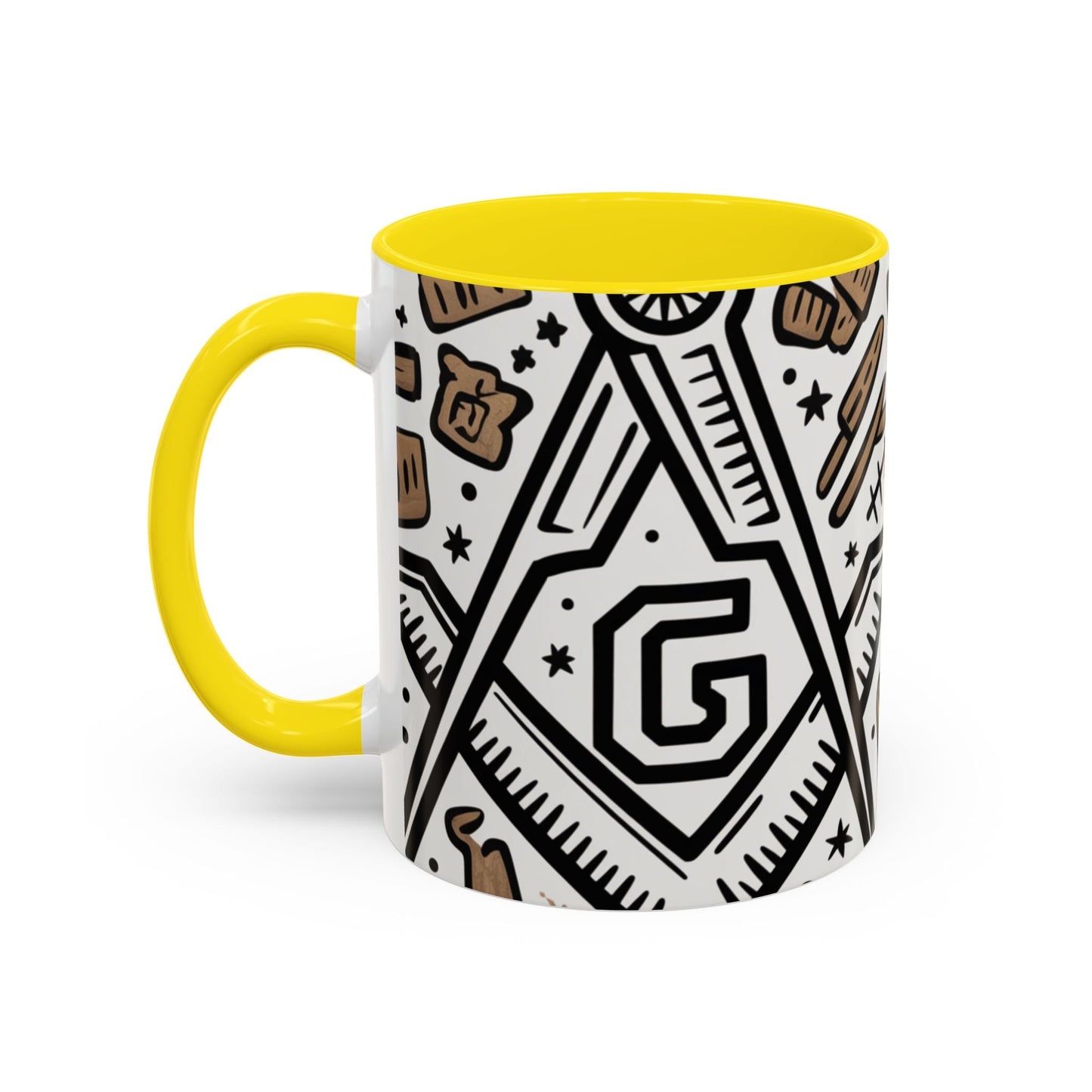 Masonic Premium Ready to Go Accent Coffee Mug | Unique Gift for Freemasons | Perfect for Coffee Lovers, Home Decor, Stylish Drinkware Printify