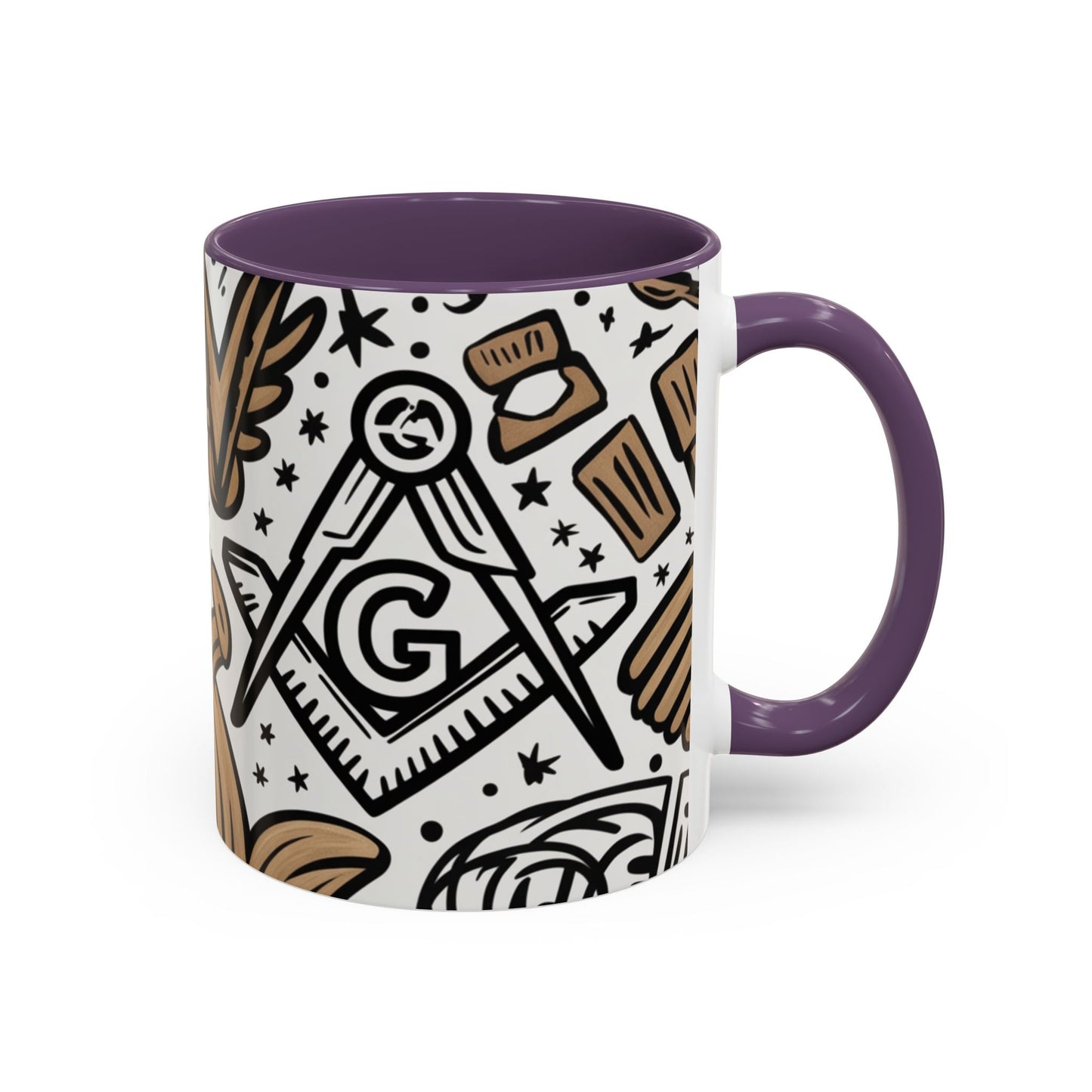 Masonic Premium Ready to Go Accent Coffee Mug | Unique Gift for Freemasons | Perfect for Coffee Lovers, Home Decor, Stylish Drinkware Printify