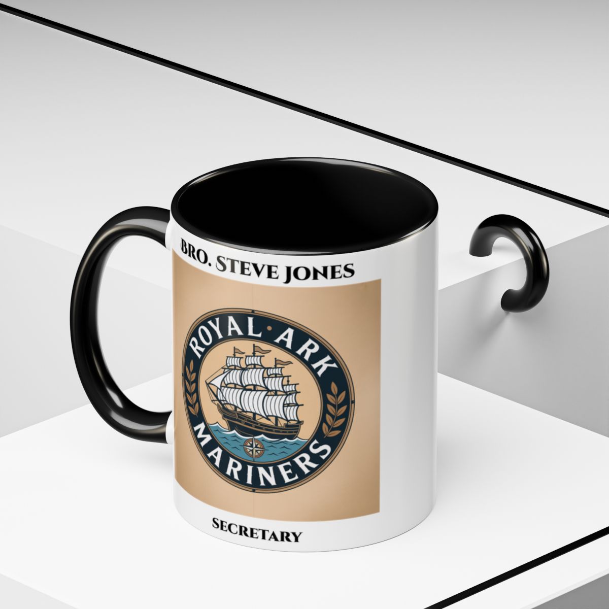 Premium Personalised Freemason Colour Rim Mug - Royal Ark Mariners AnywherePOD