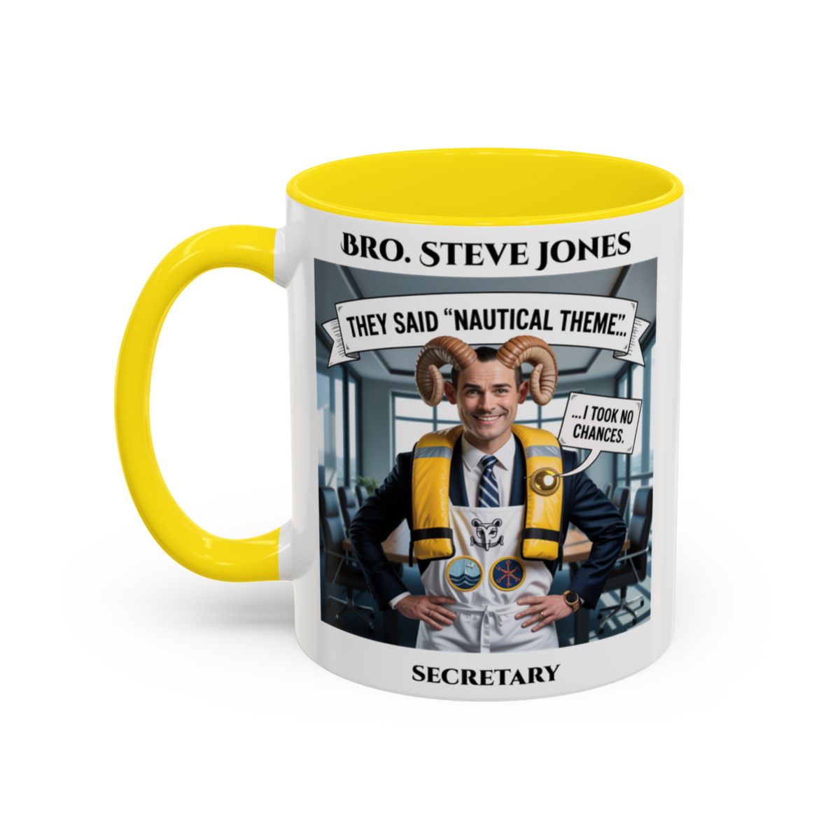 Premium Personalised Freemason Colour Rim Mug - Royal Ark Mariner AnywherePOD