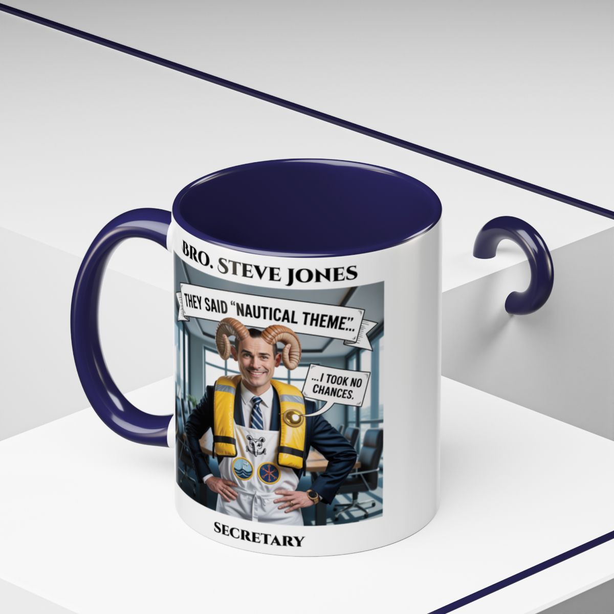 Premium Personalised Freemason Colour Rim Mug - Royal Ark Mariner AnywherePOD