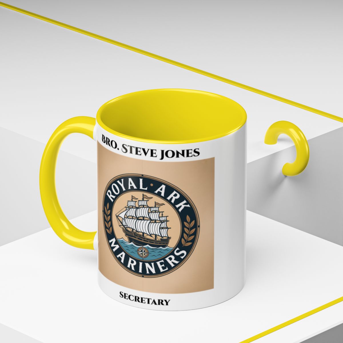 Premium Personalised Freemason Colour Rim Mug - Royal Ark Mariners AnywherePOD